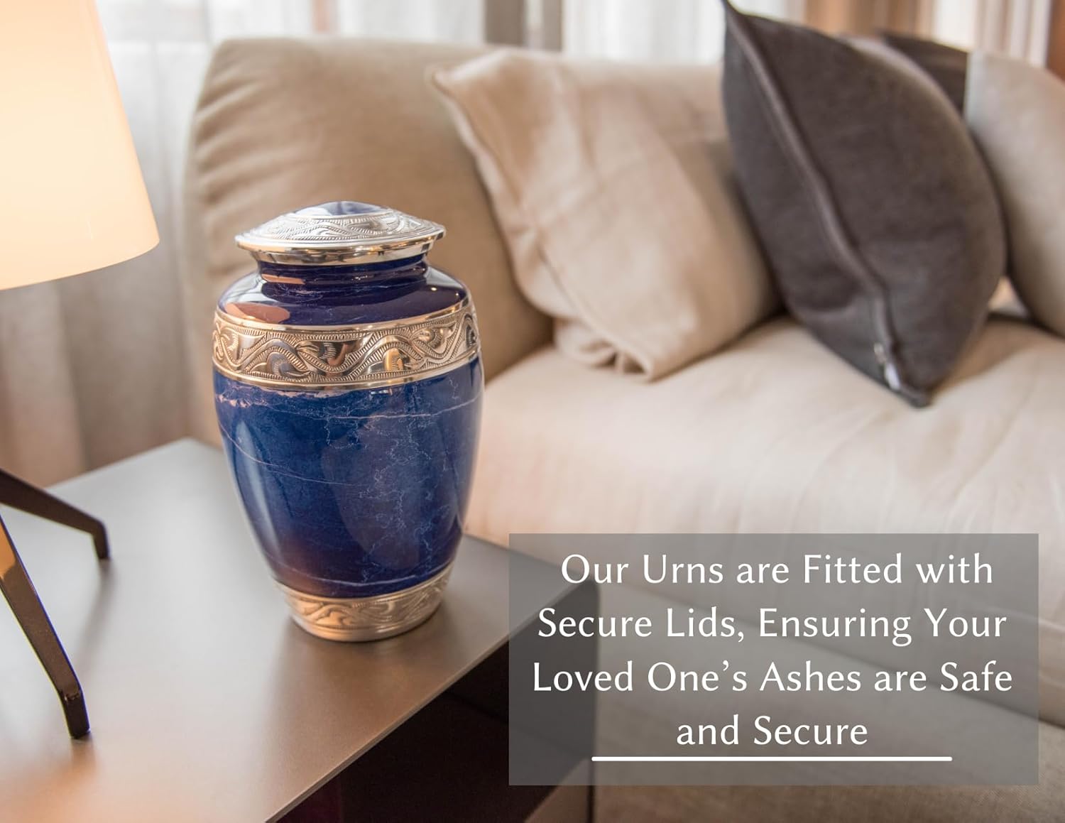 Blue Marble Cremation Urn with 4 Keepsake Urns and Velvet Case