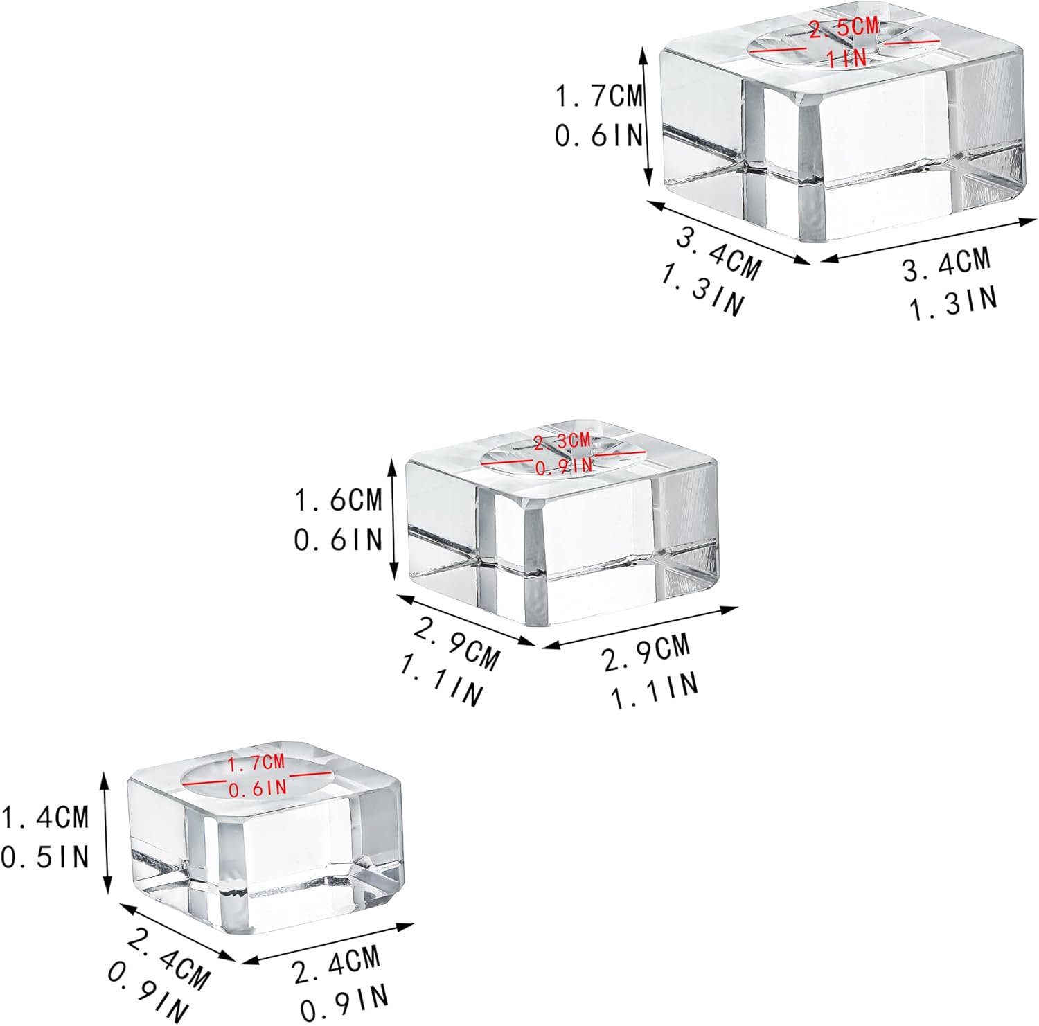 ZEERSHEE 6 Pack Square Crystal Display Bases for 3D Laser Balls