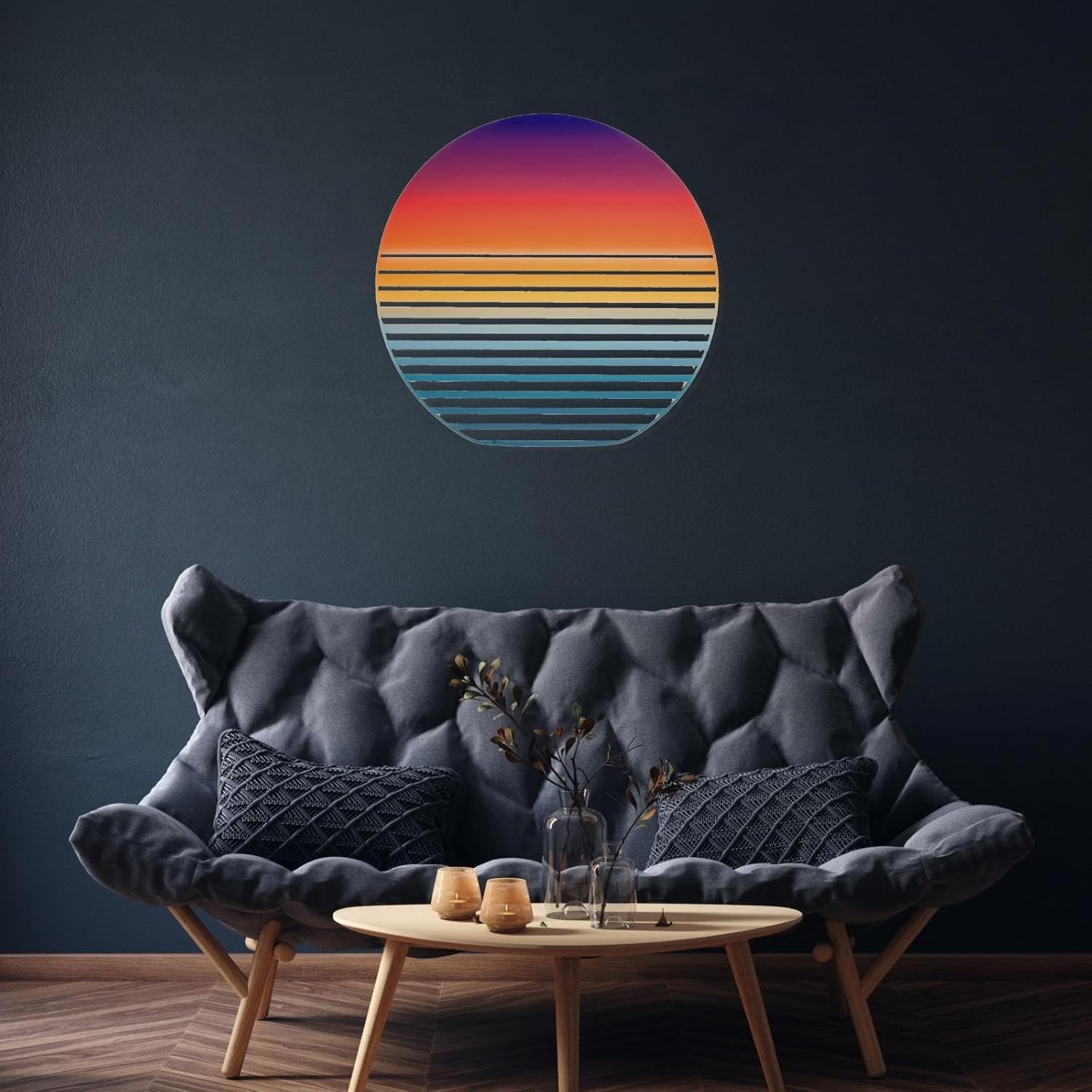 NEODECO Sunset on Sea Metal Wall Art
