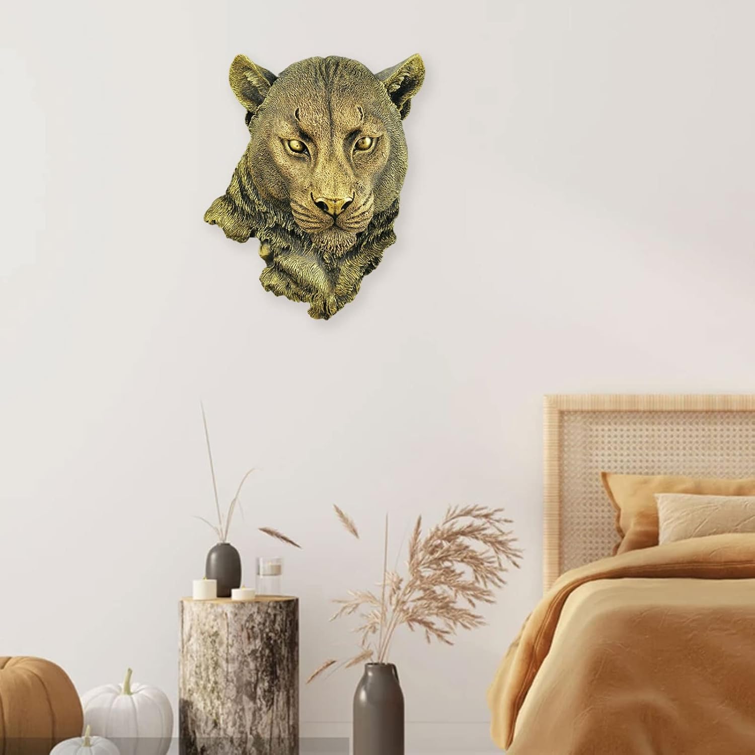 Leopard Head Wall Sculpture Durable Resin Animal Decor