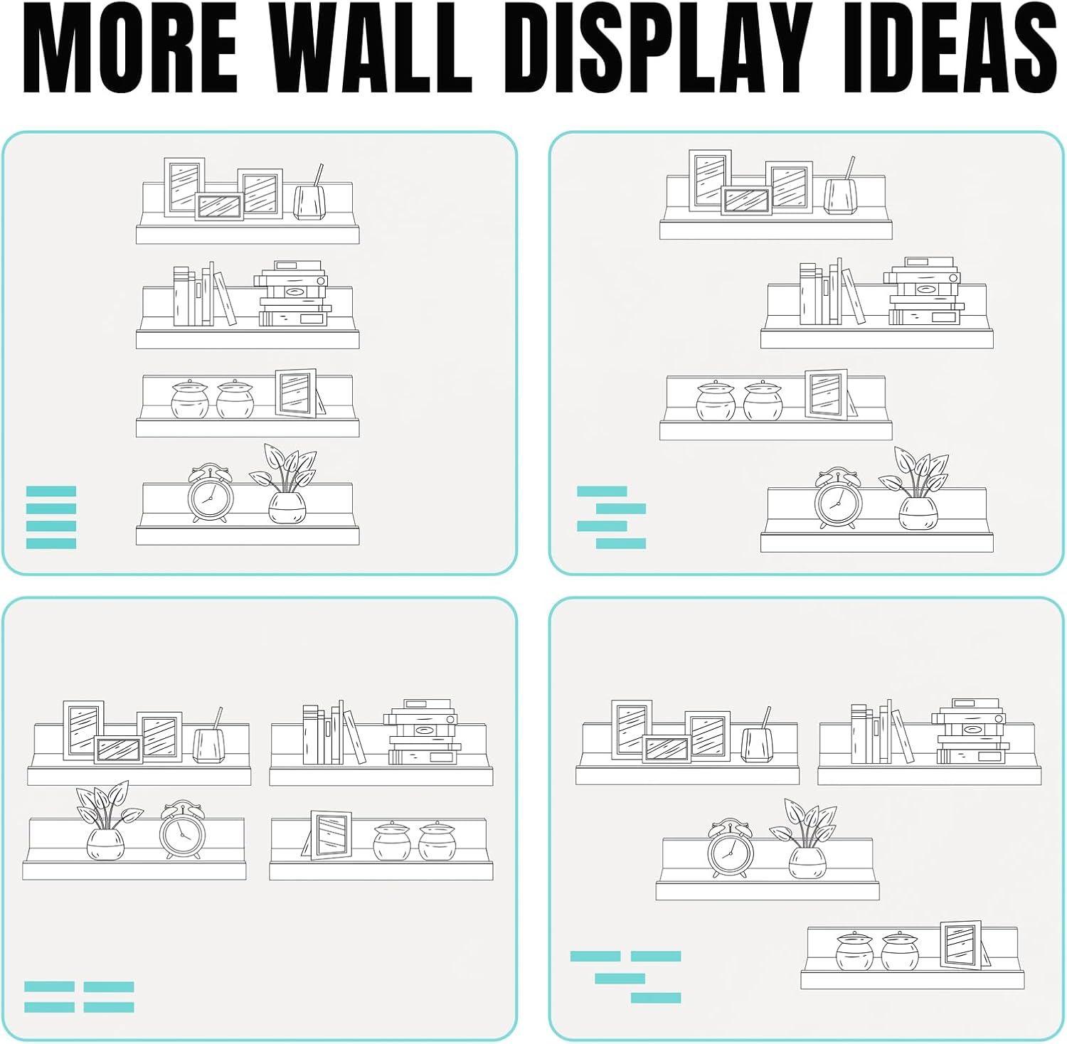 LaVie Home Floating Shelves Set of 4 White 156 Inch Wall Shelves