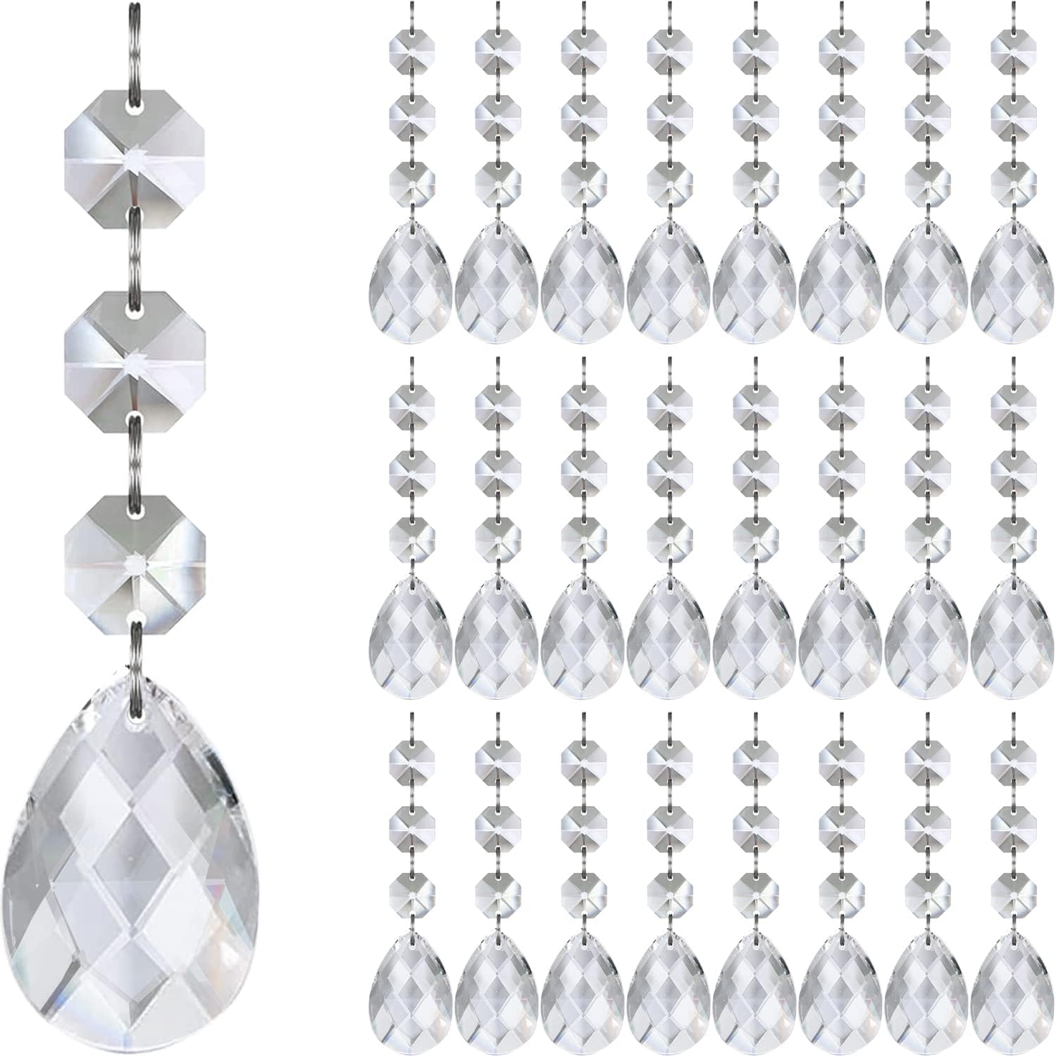 Jishi 30pk Crystal Teardrop Ornaments for Christmas Tree