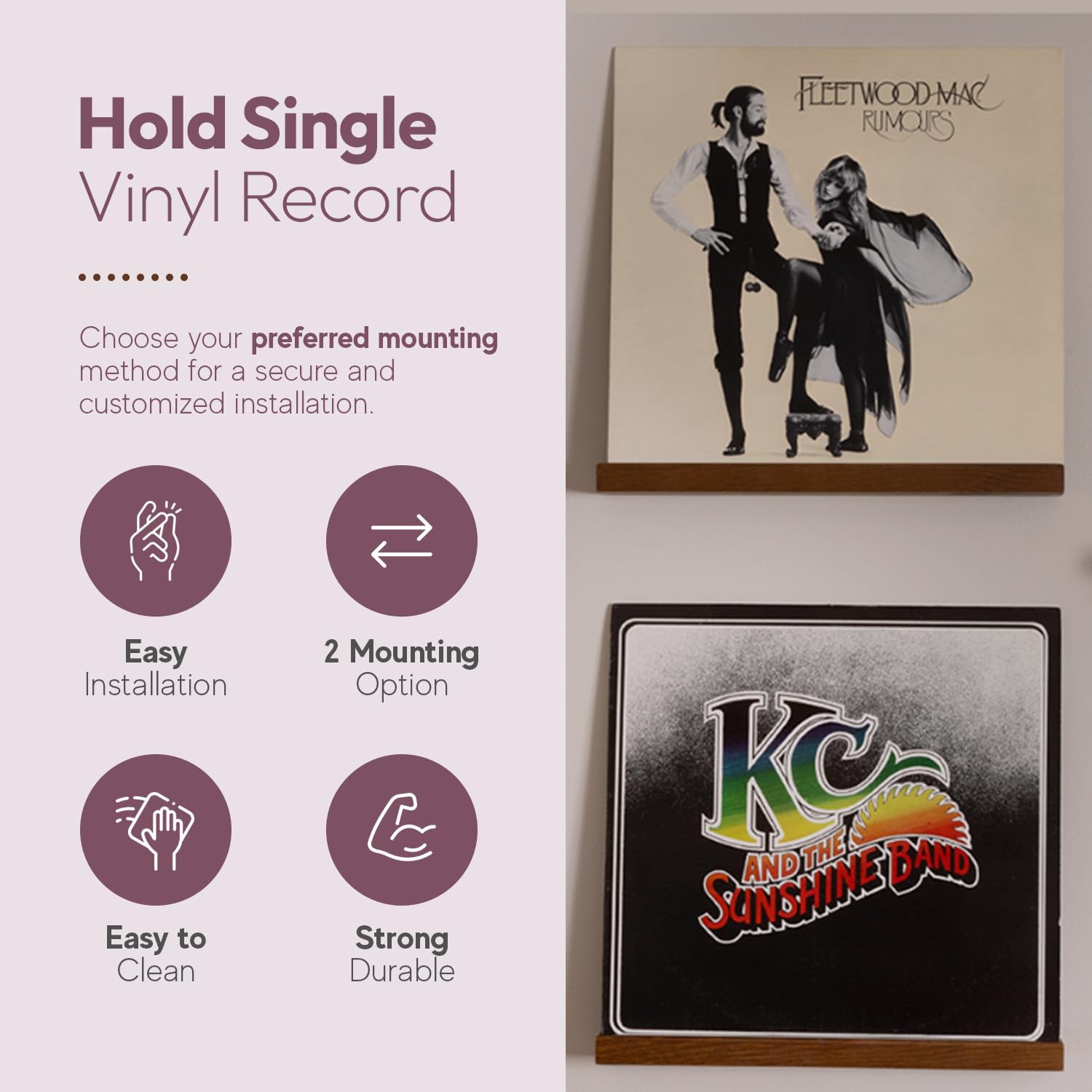 Vinyl Wall Mount Record Holder Set of 6