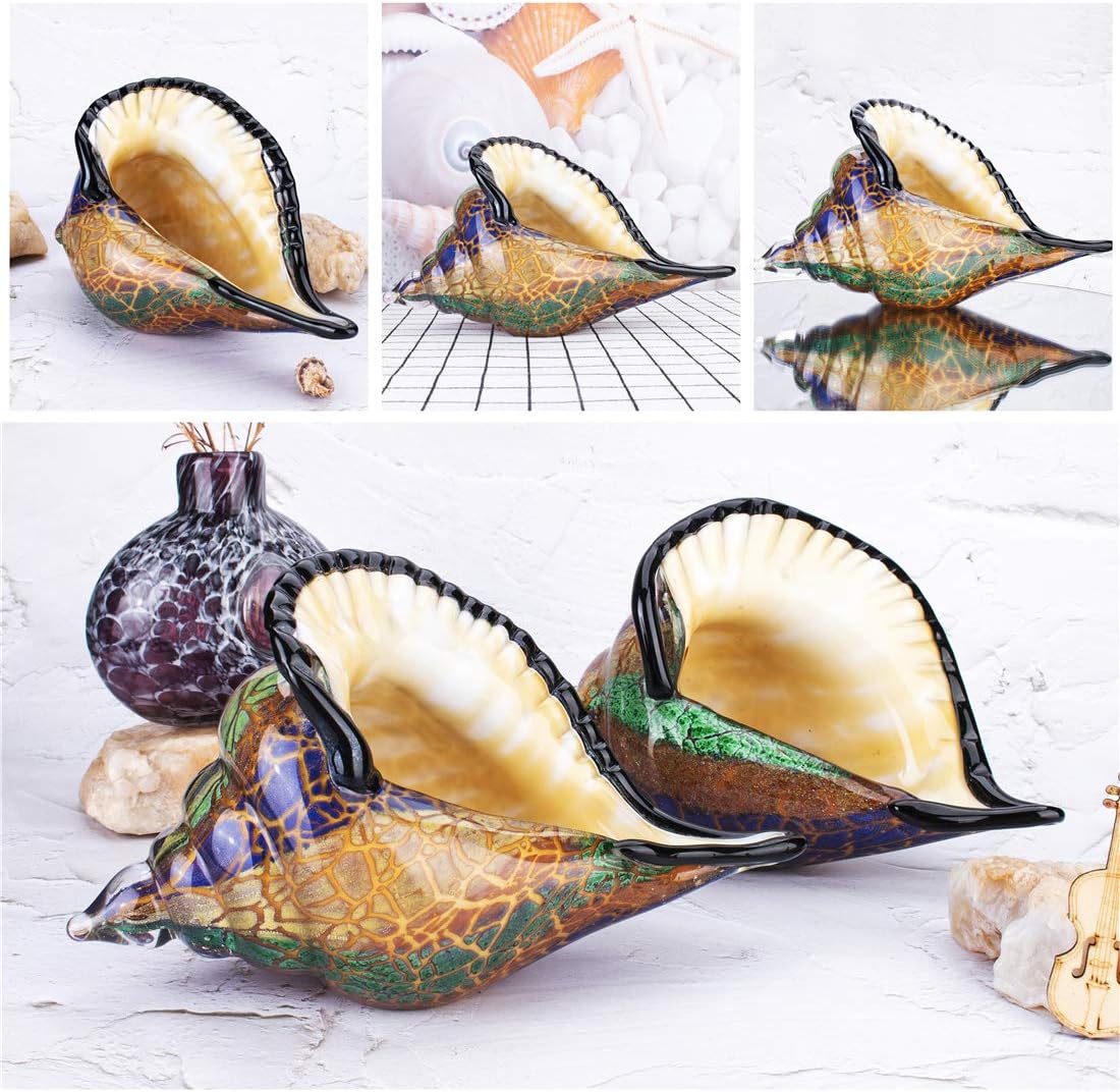 QFkris Glass Conch Figurine Unique Seashell Decor Crystal Home Accent