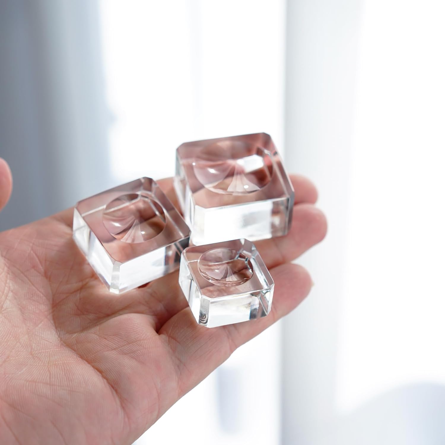 ZEERSHEE 6 Pack Square Crystal Display Bases for 3D Laser Balls