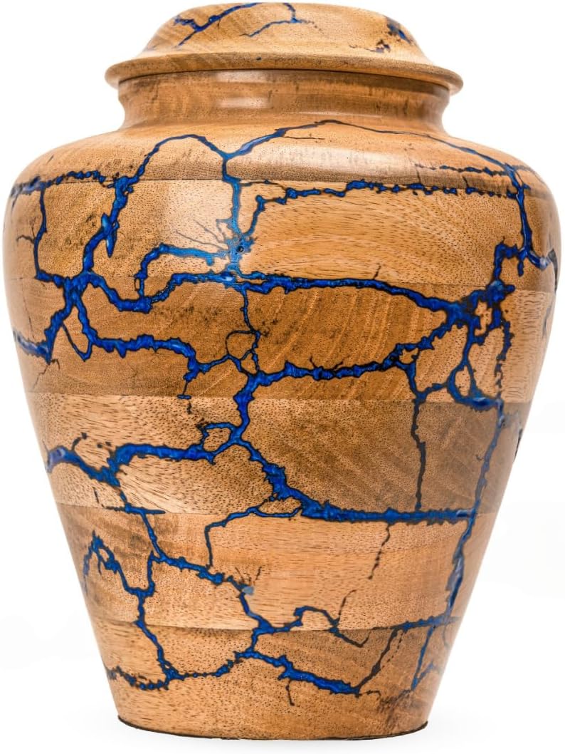 S J HANDICRAFTS Large Wooden Urn for Cremation Ashes