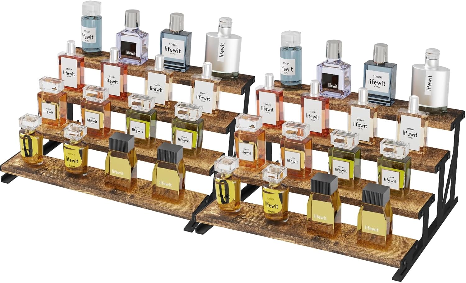 Lifewit 4 Tier Wooden Display Riser with Metal Stand