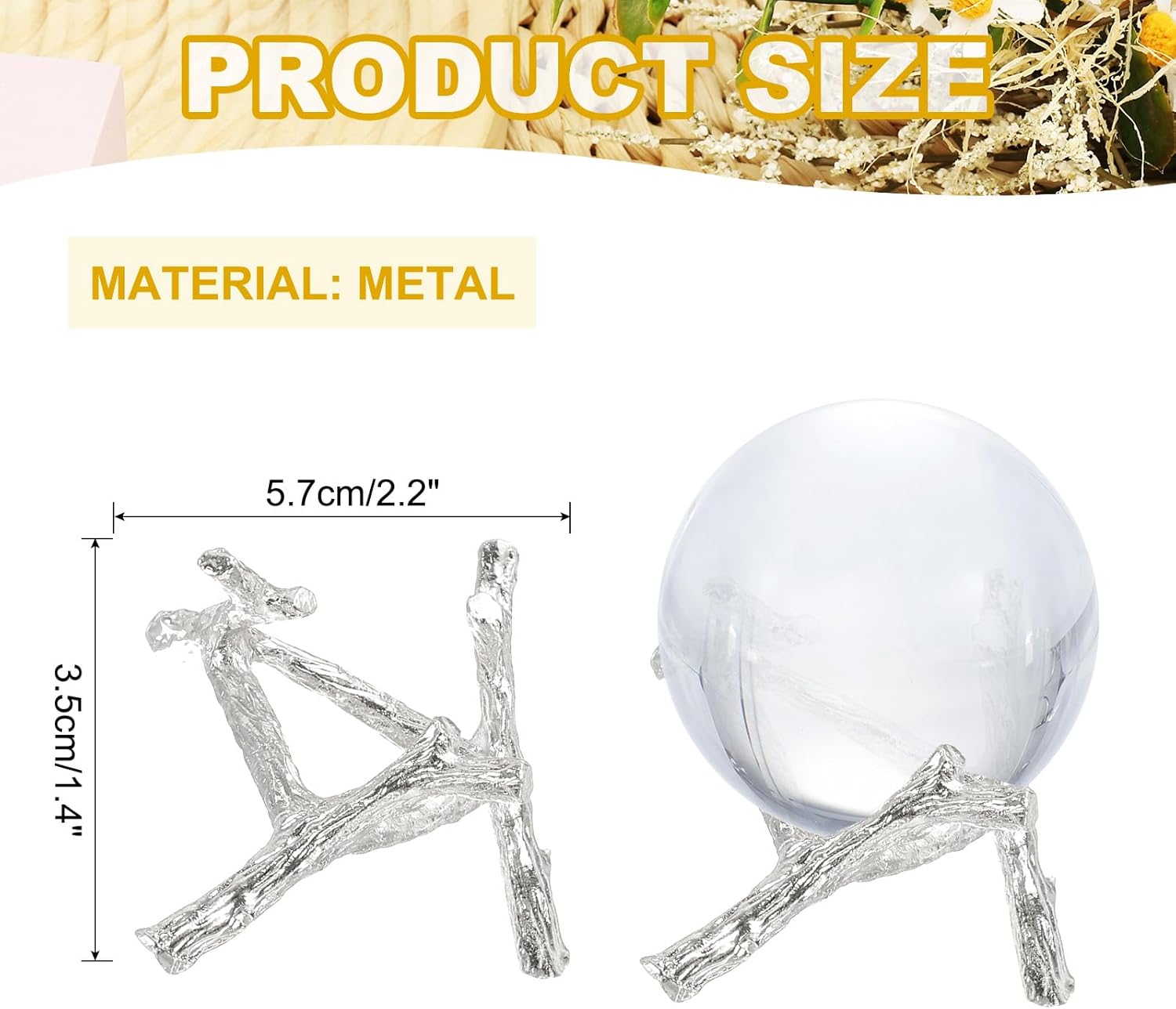Uxcell Metal Crystal Ball Display Stand 22 White