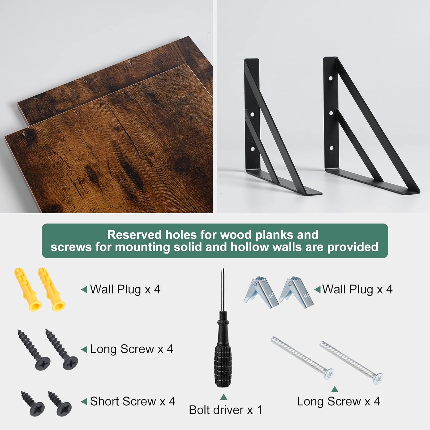 Tectocker-DOU 2 Pc Deep Floating Shelves Set