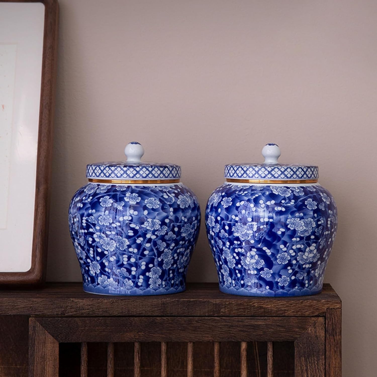 Ceramic Floral Urn for Human Ashes - 35 oz