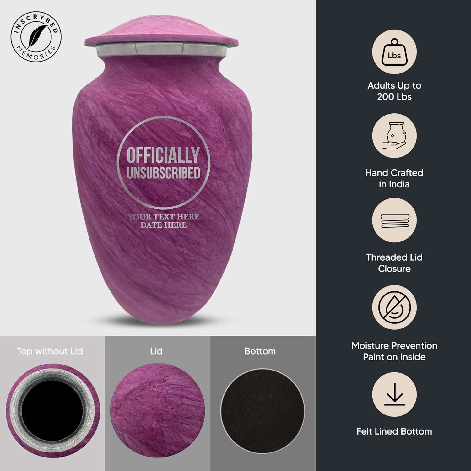 Custom Large Cremation Urn with Funny Design - Pink