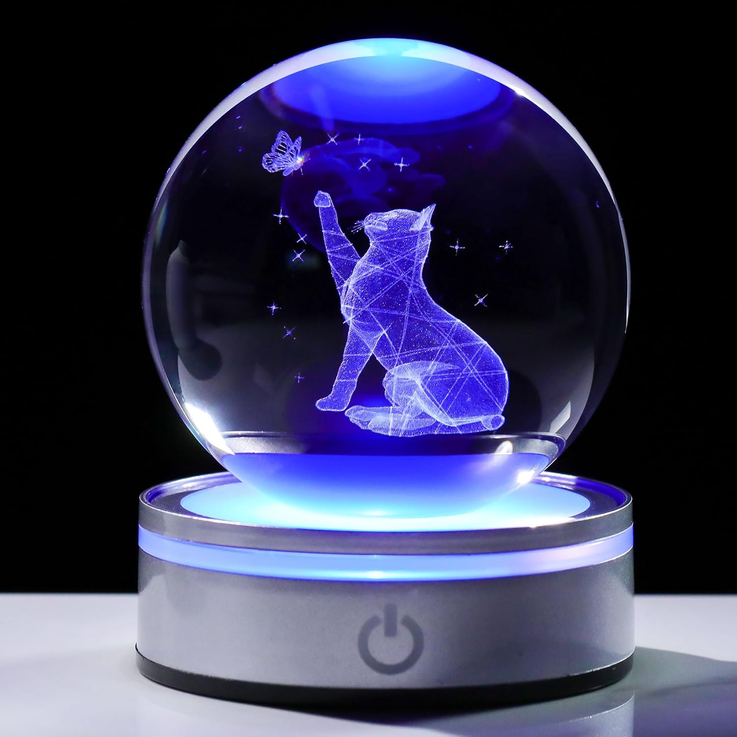 3D Crystal Cat Ball Home Decor Night Light Gift