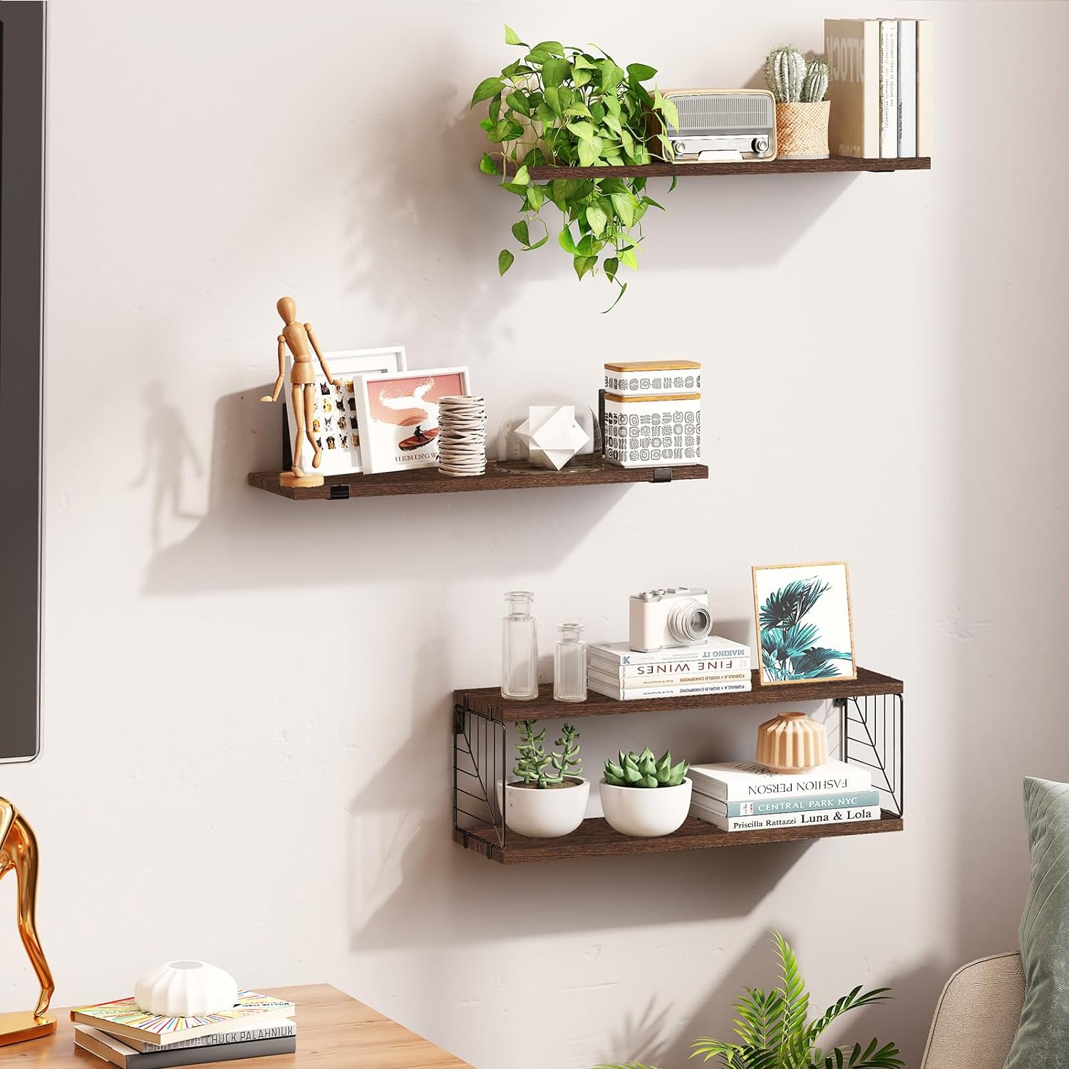 Fixwal 31 Tier Floating Shelves Over Toilet Dark Brown