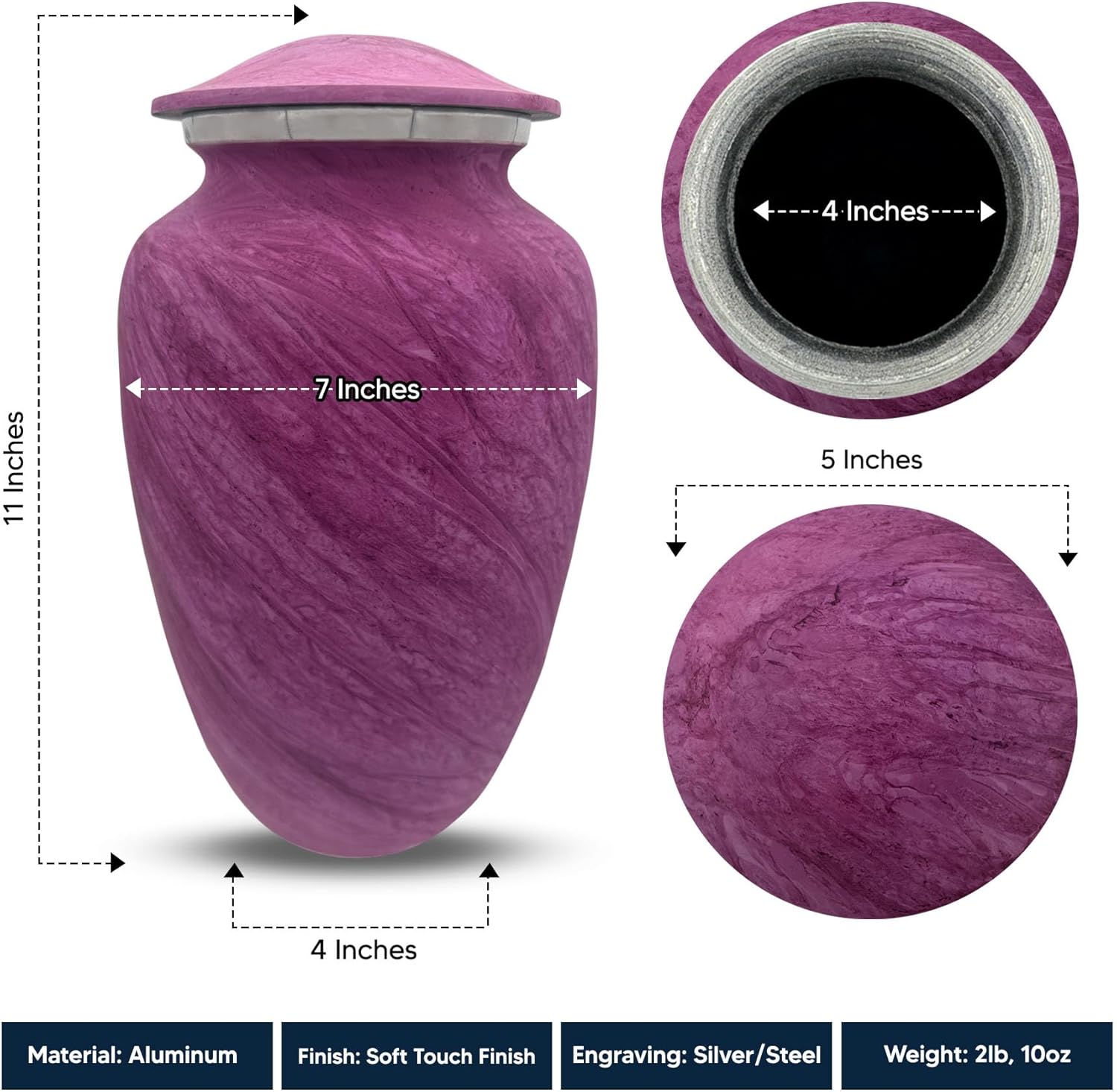 Custom Large Cremation Urn with Funny Design - 200 Cubic Inch Pink