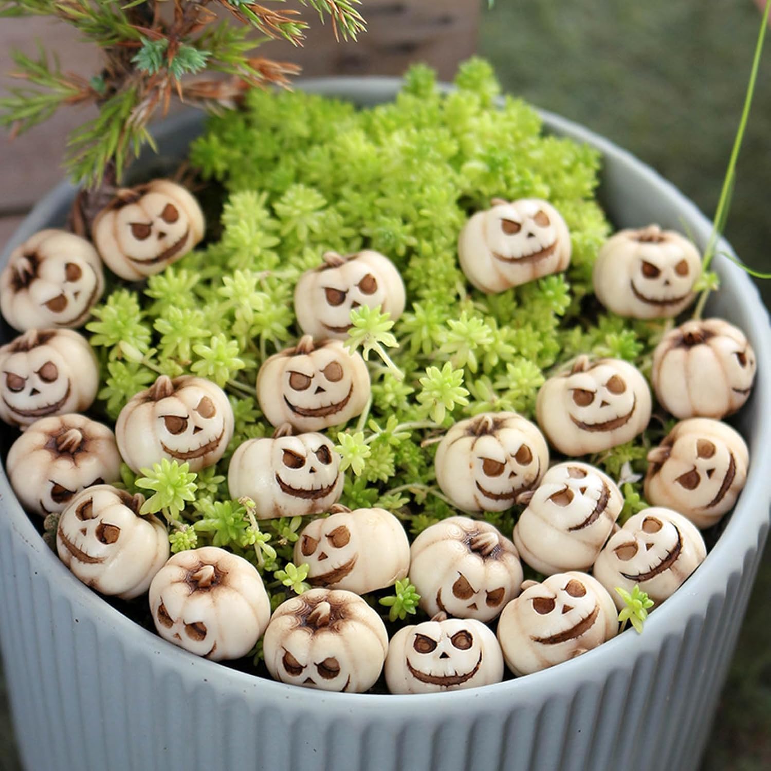 20 Pcs White Mini Pumpkin Halloween Decorations