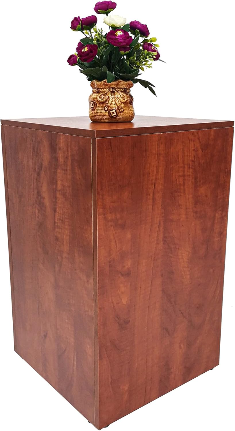 FixtureDisplays 24 Inch Pale Walnut Cube Display Riser Stand