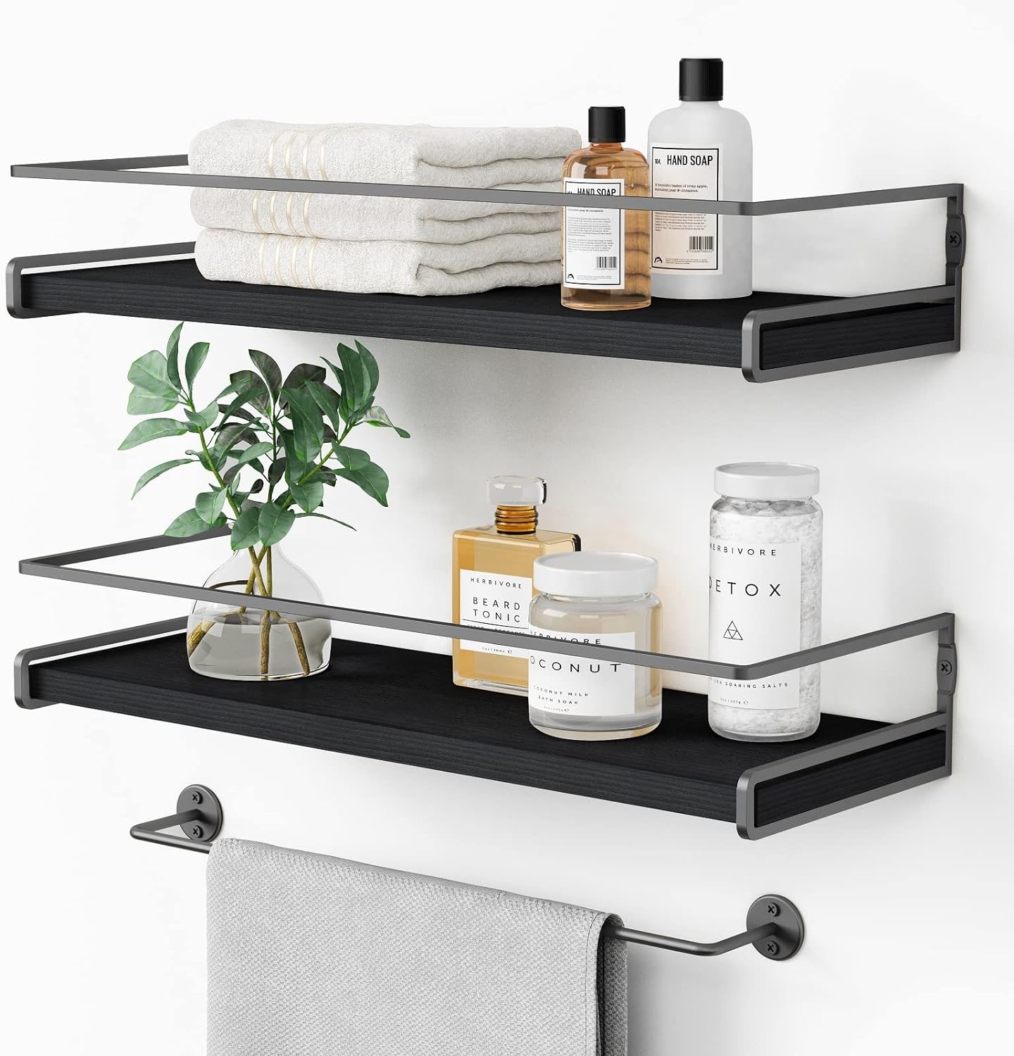 Forbena Modern Floating Shelves Set of 2 for Bathroom and Kitchen