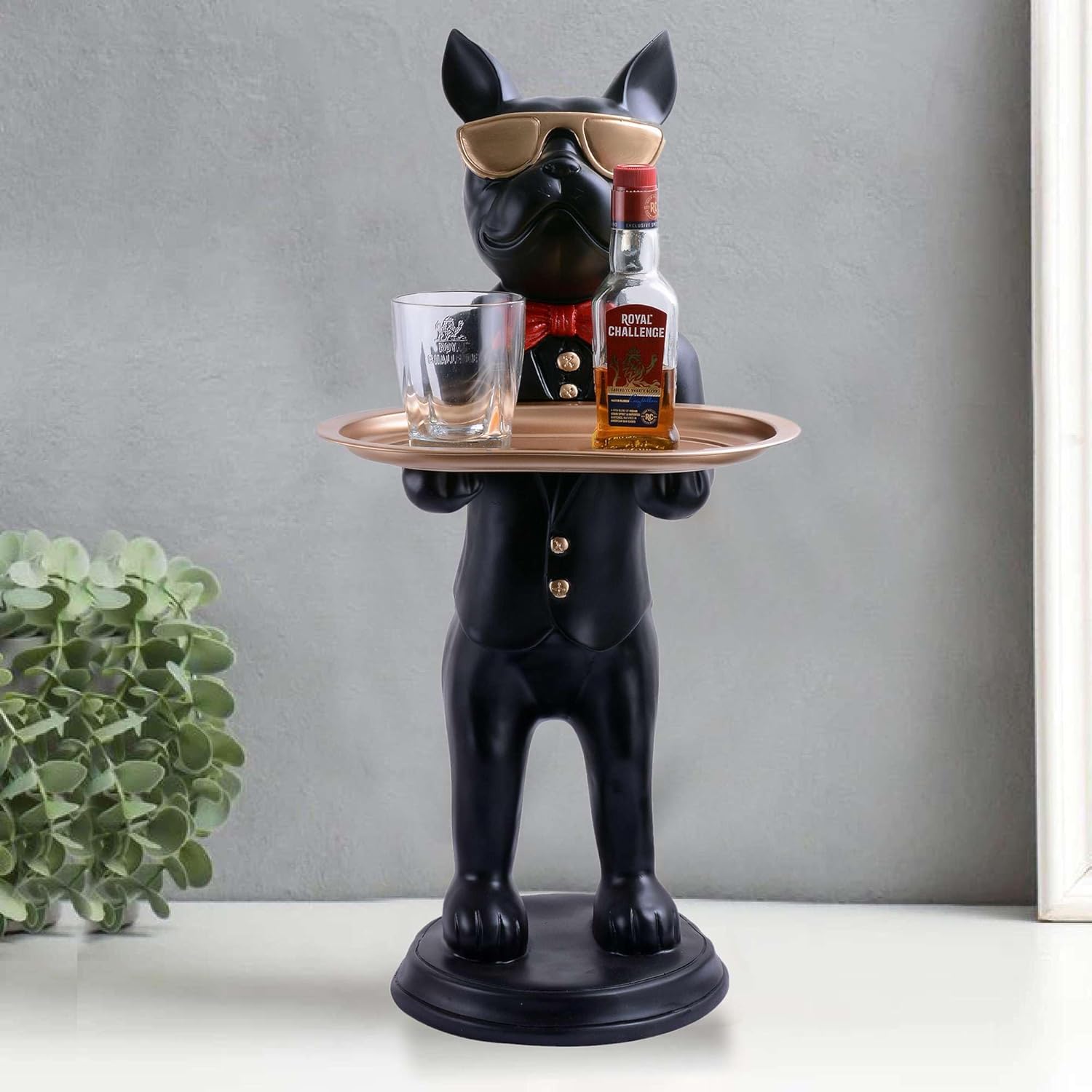 SIVANI Cool Dog Sculpture with Plate for Home Decor