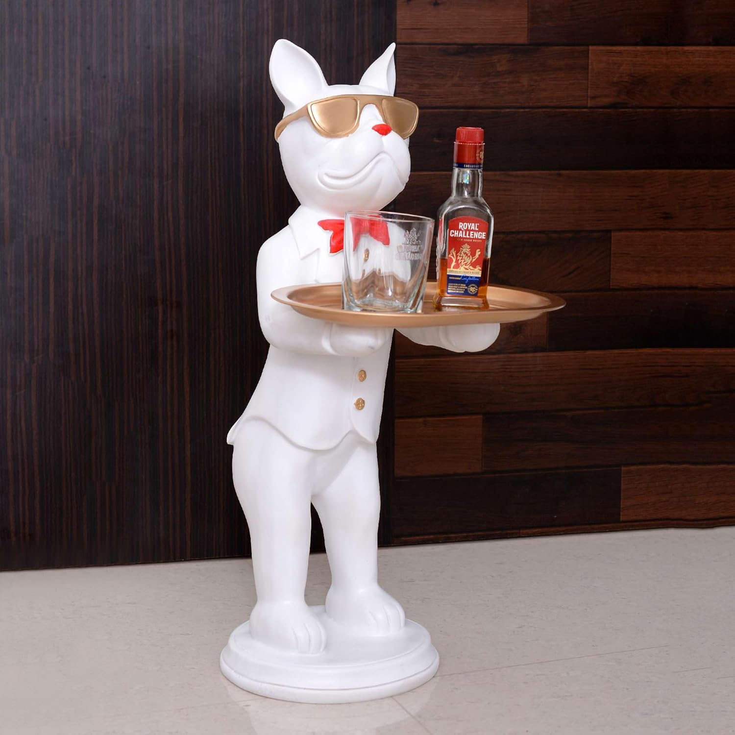 Cool Dog Sculpture with Plate for Home Dcor