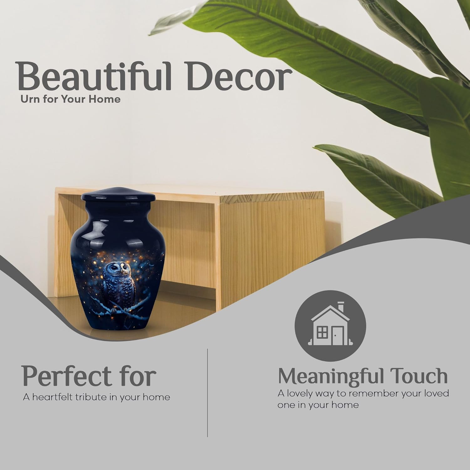 Blue Owl Mini Cremation Urn for Ashes - 3 Inch 4 pcs