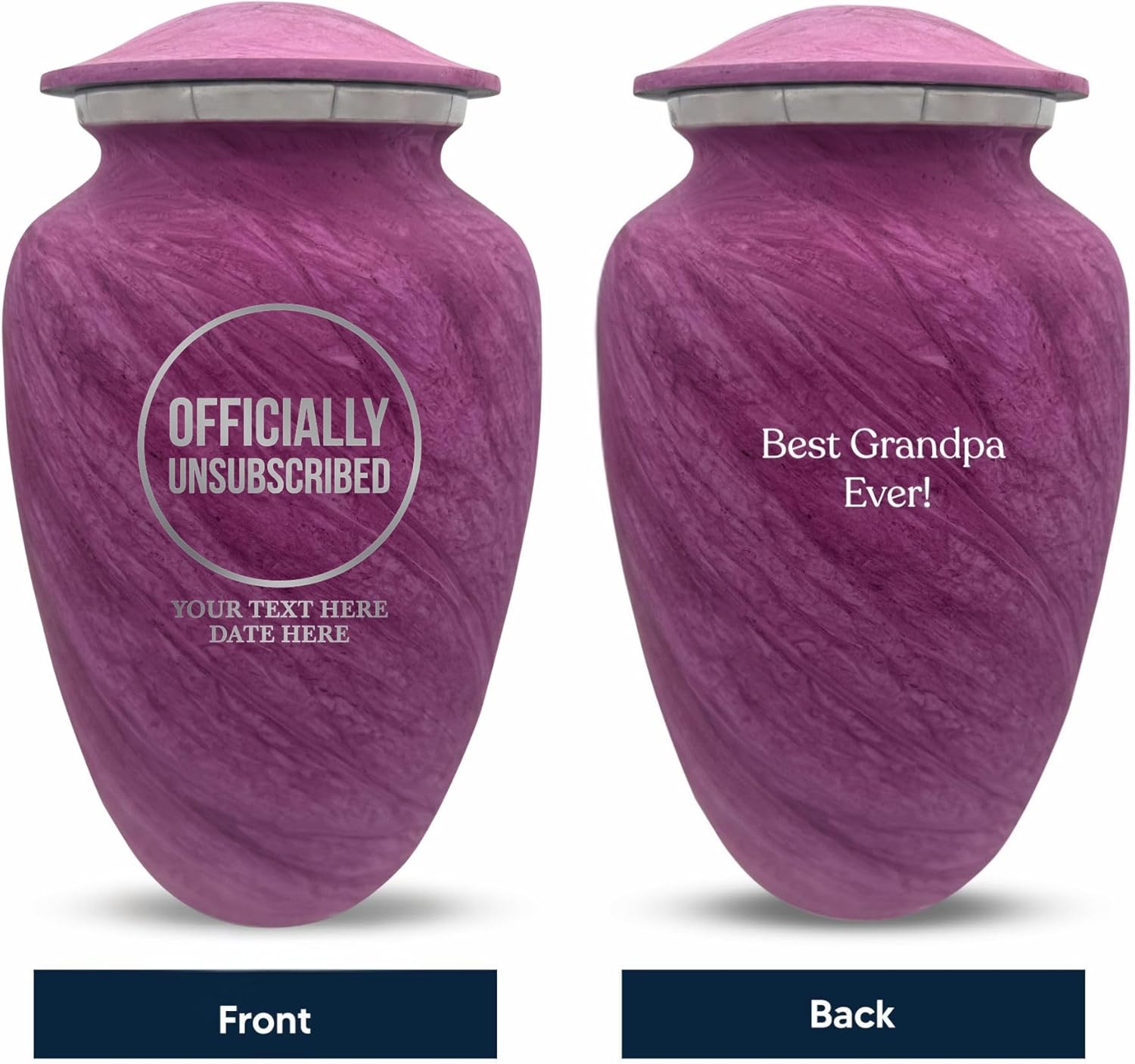 Custom Large Cremation Urn with Funny Design - Pink