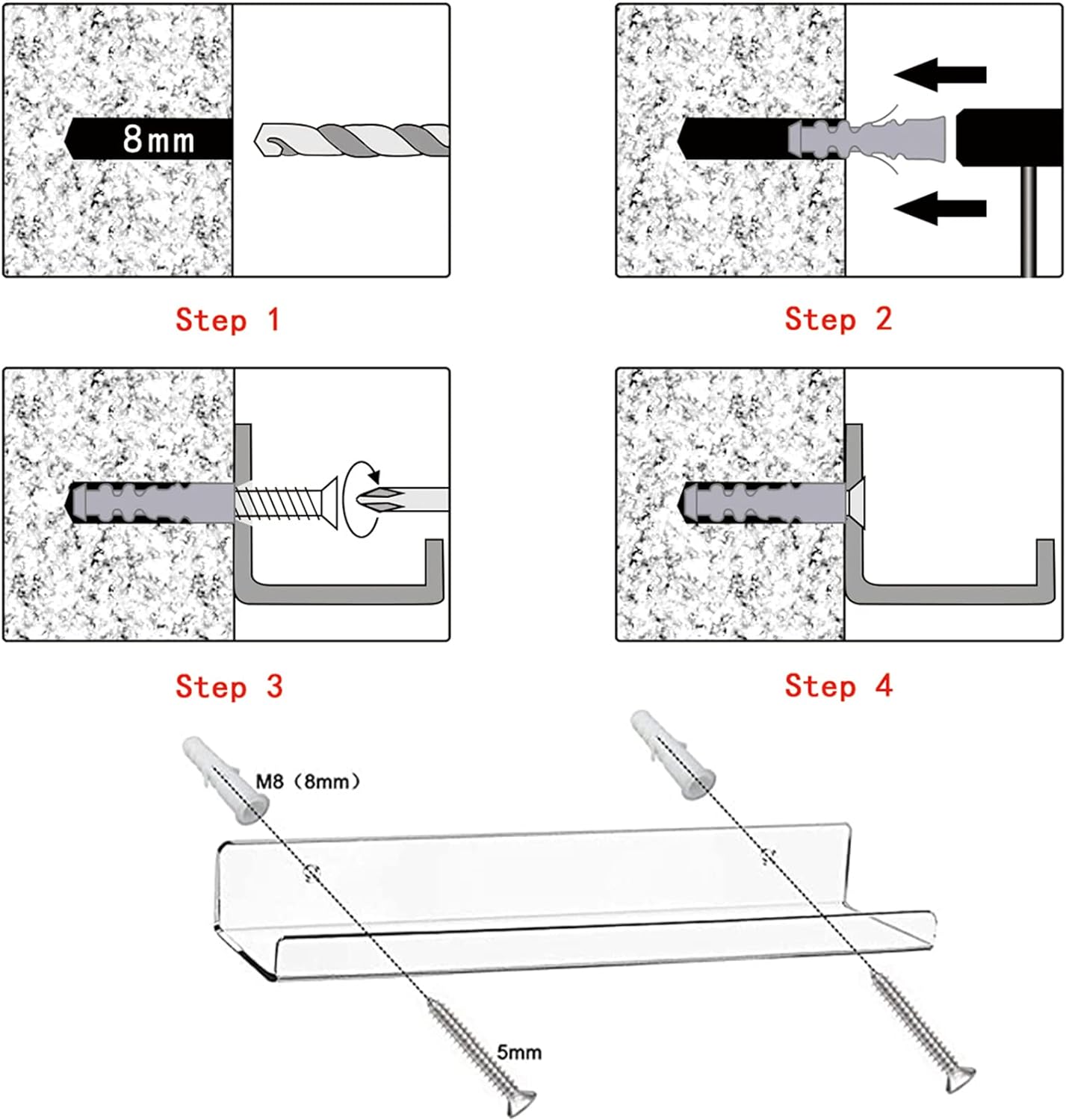 Cerpourt Clear Floating Shelf Set 2 Pack