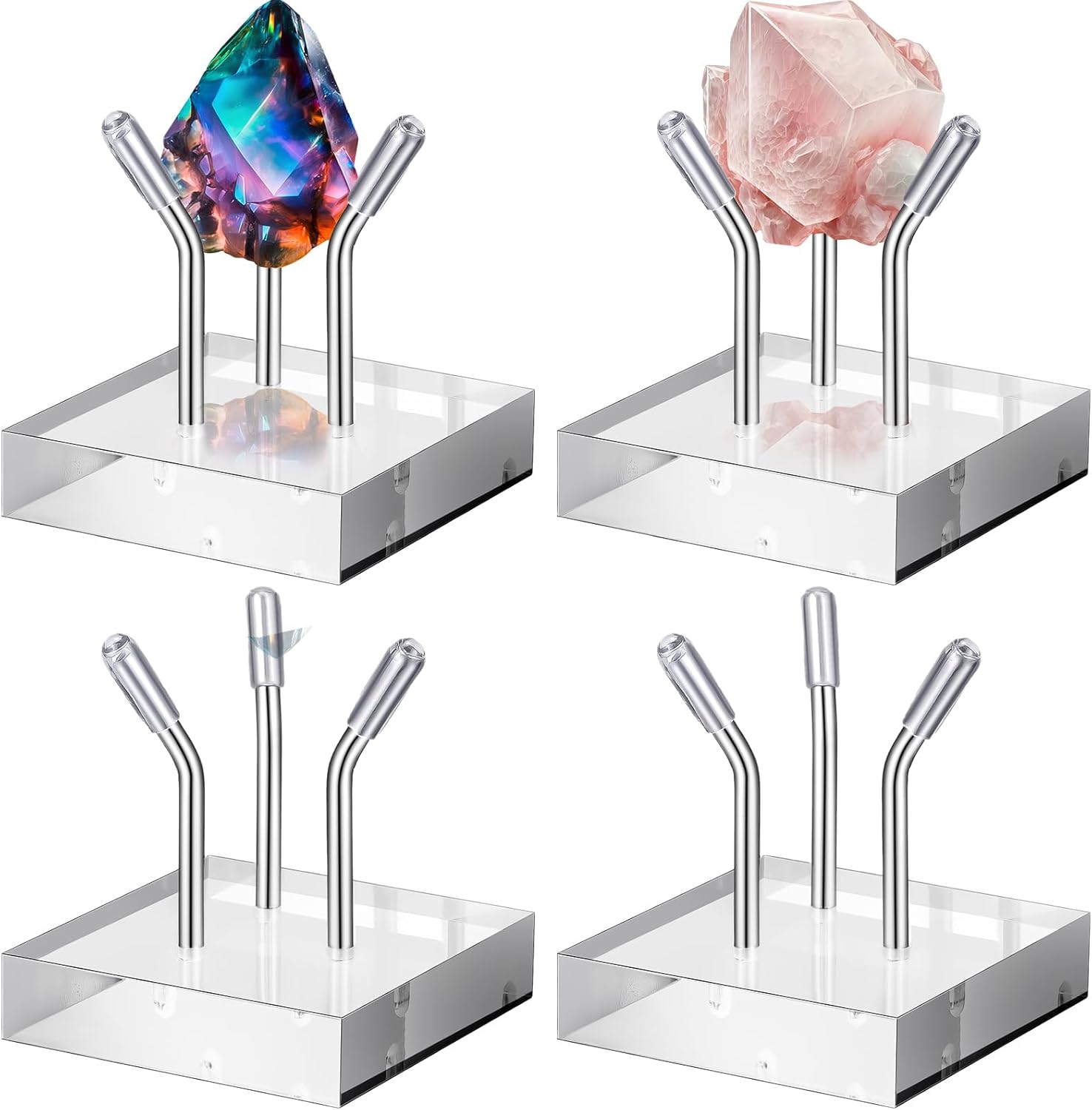 Weysat 4 Pack Clear Acrylic Display Stands with 3 Pegs