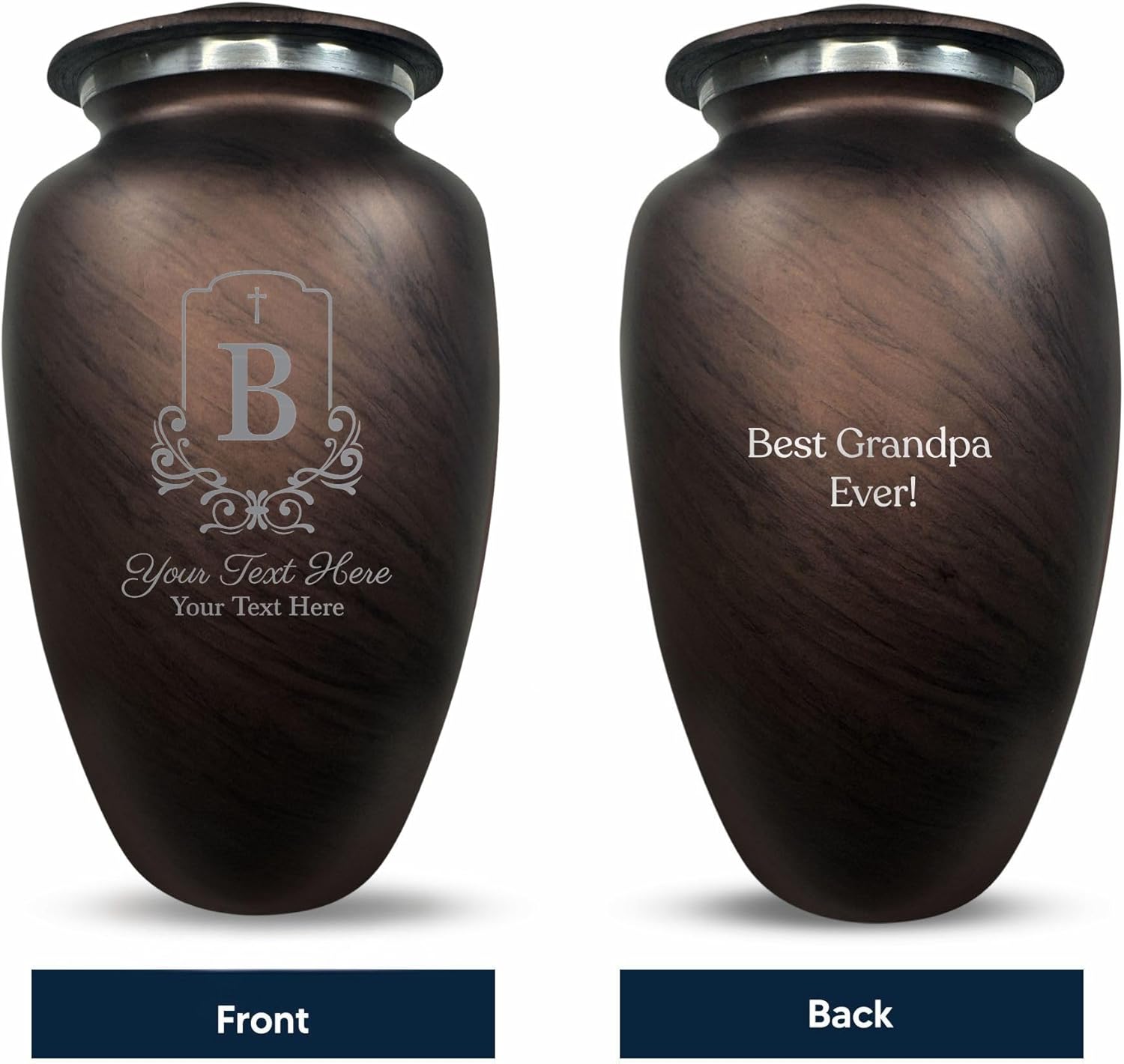 Custom Large Cremation Urn - Personalized with Name and Headstone Shape