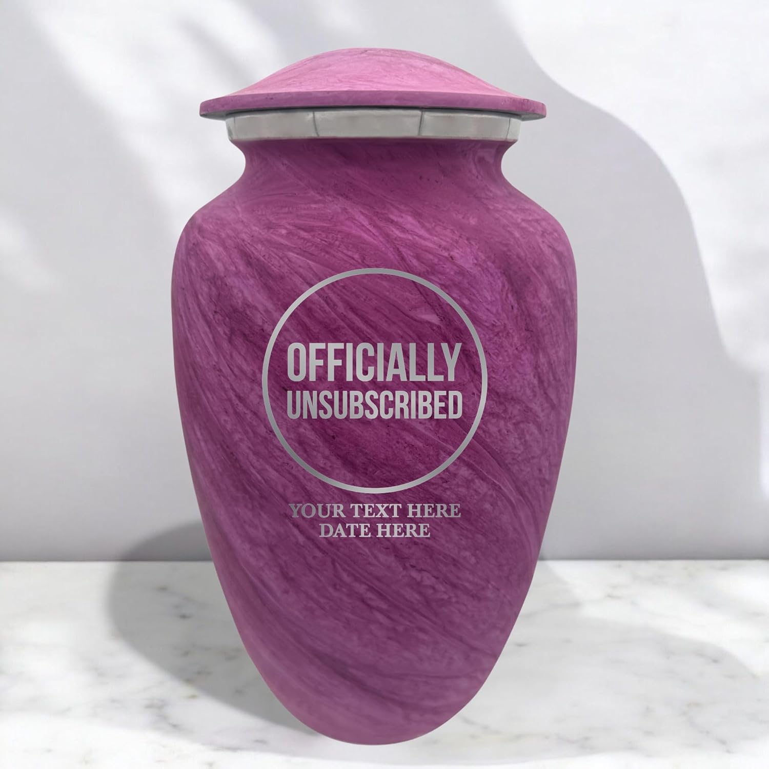 Custom Large Cremation Urn with Funny Design - Pink