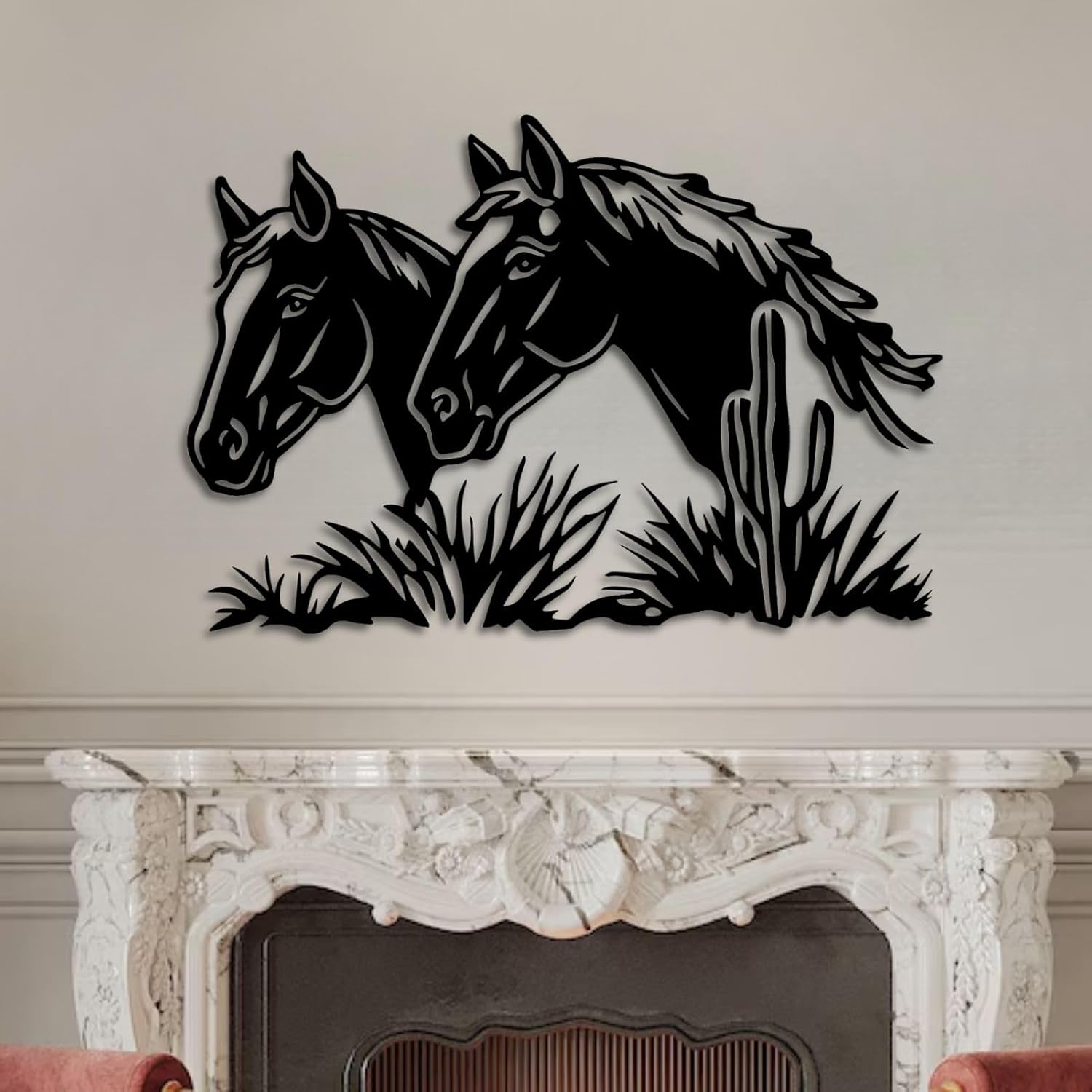 ENJOYOO Metal Horse Wall Art Sculpture 24x16in