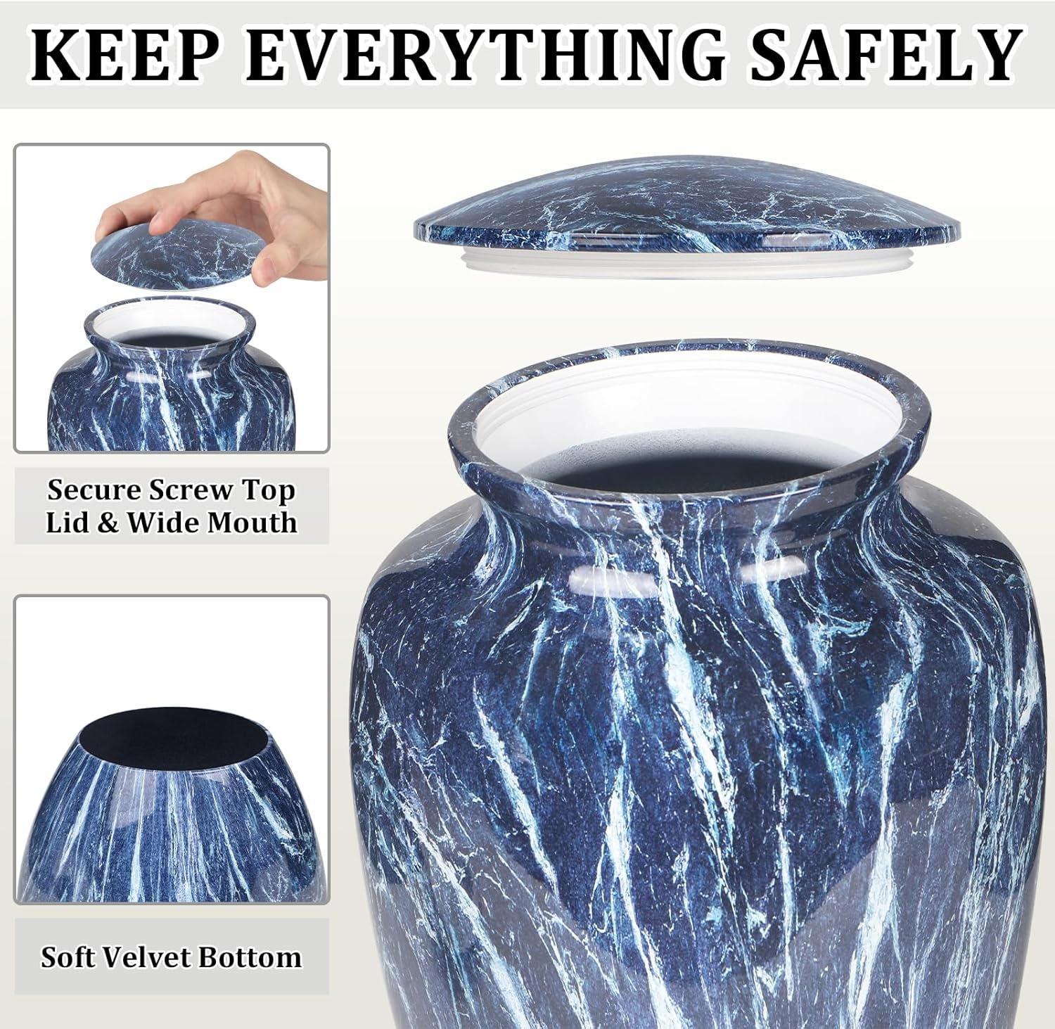 Premium Blue Marble Urn for Human Ashes
