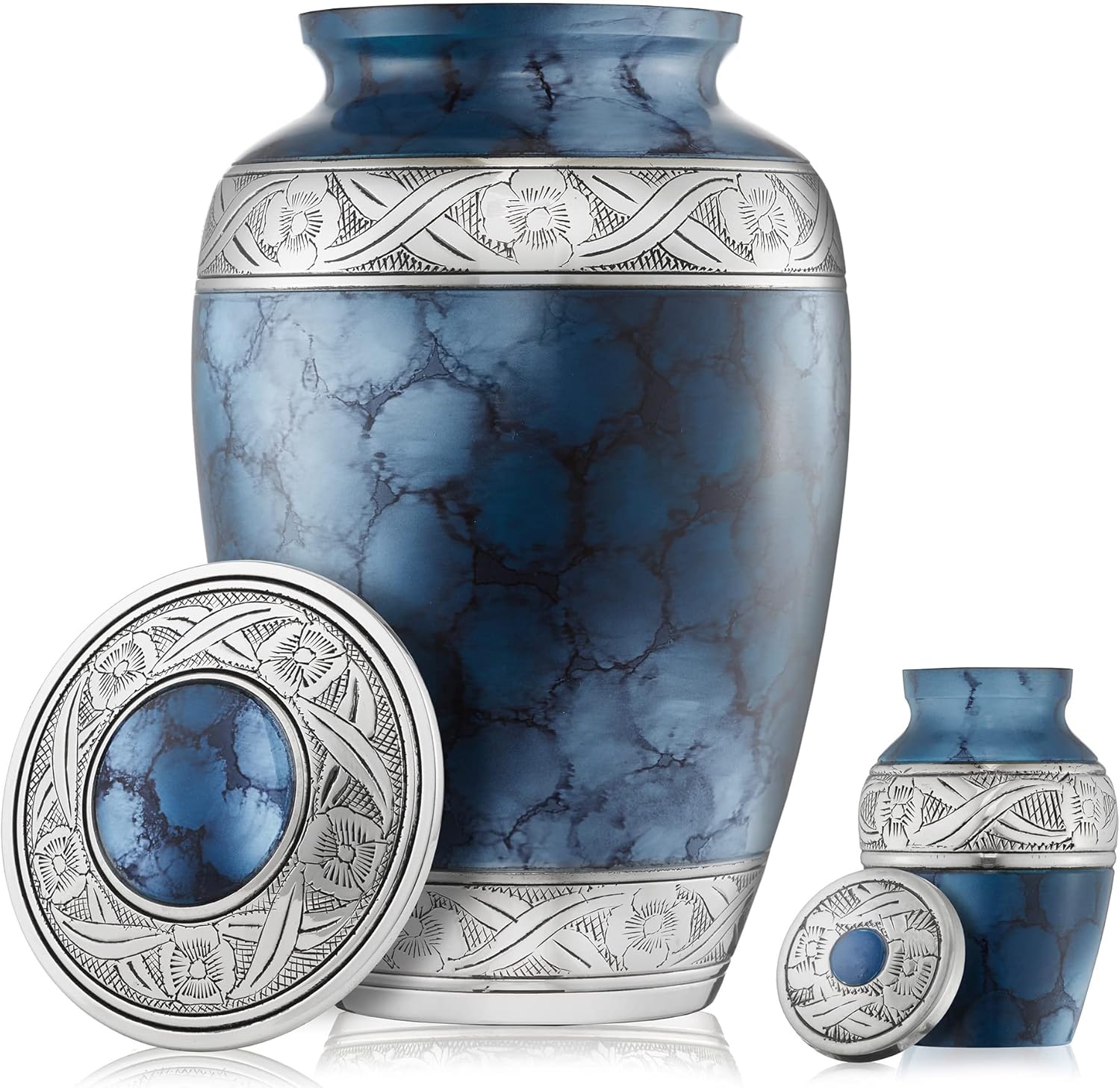 Reminded Set of 5 Decorative Cremation Urns - Blue