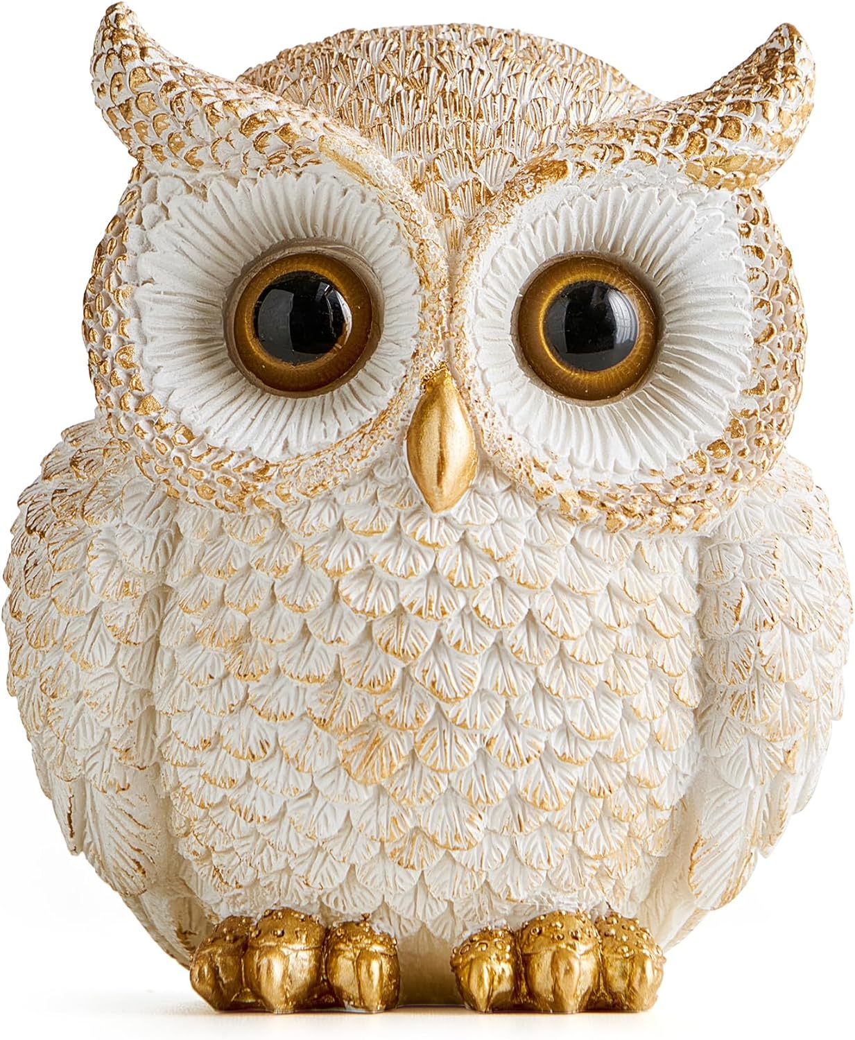 Octdays White Owl Statue - Cute Bird Figurine for Home Decor