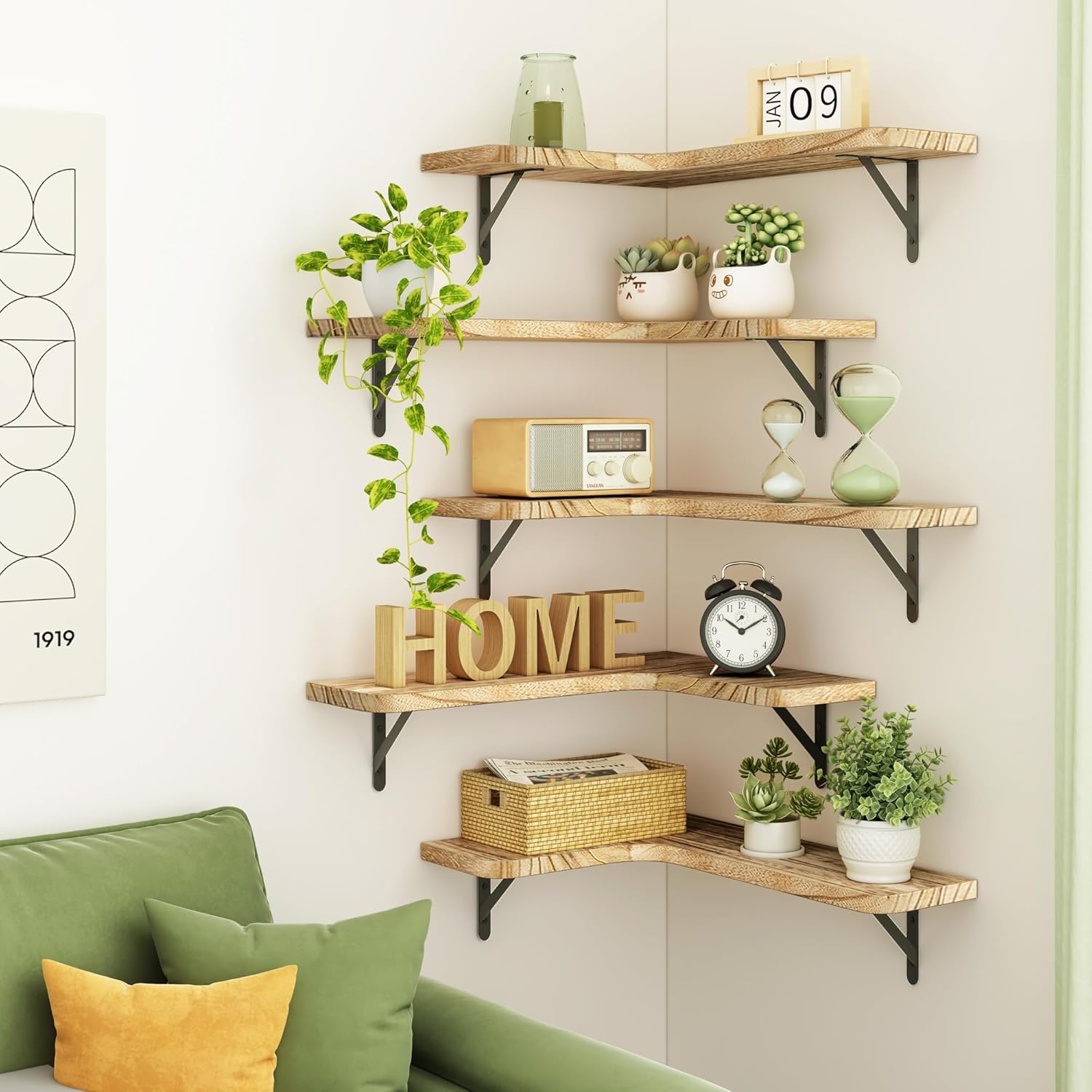 Fixwal Floating Shelves Set of 5 Carbonized Black