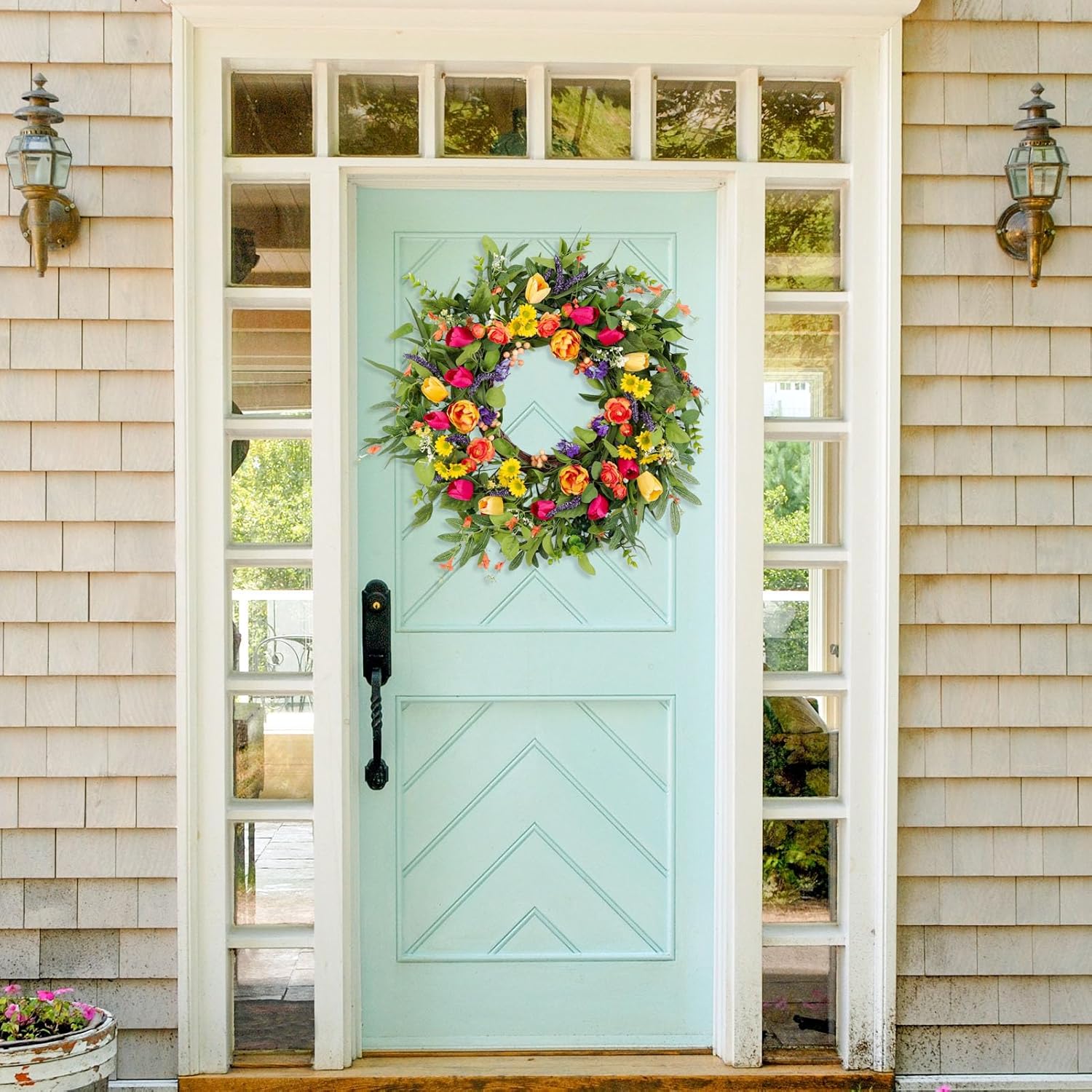 24 Inch Tulip Wreath for Front Door and Porch