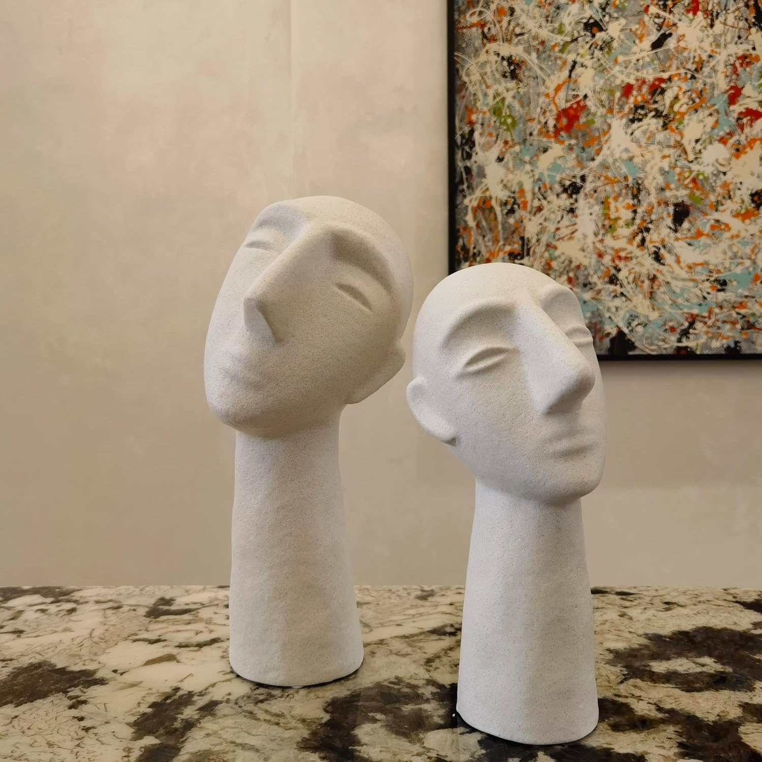 Abstract Ceramic Head Sculpture 118 Inch Home Decor