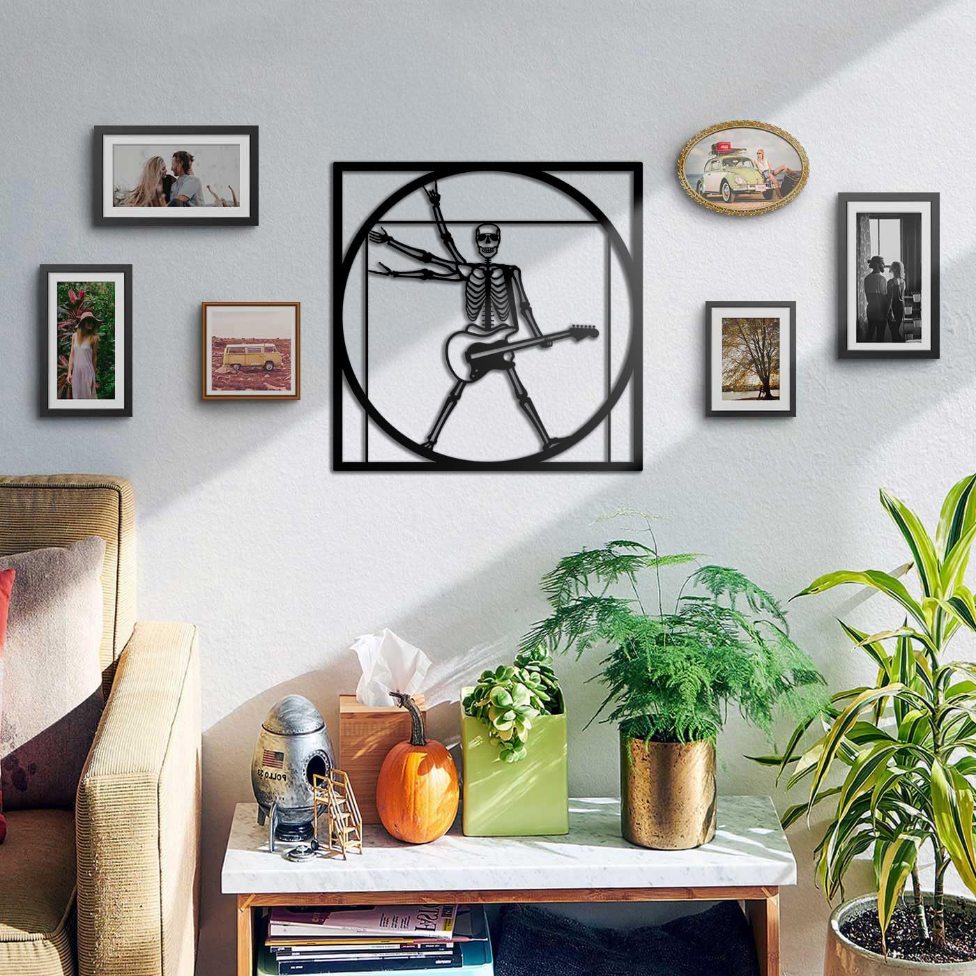 Rock Skeleton Vitruvian Wall Art - Metal Music Decor