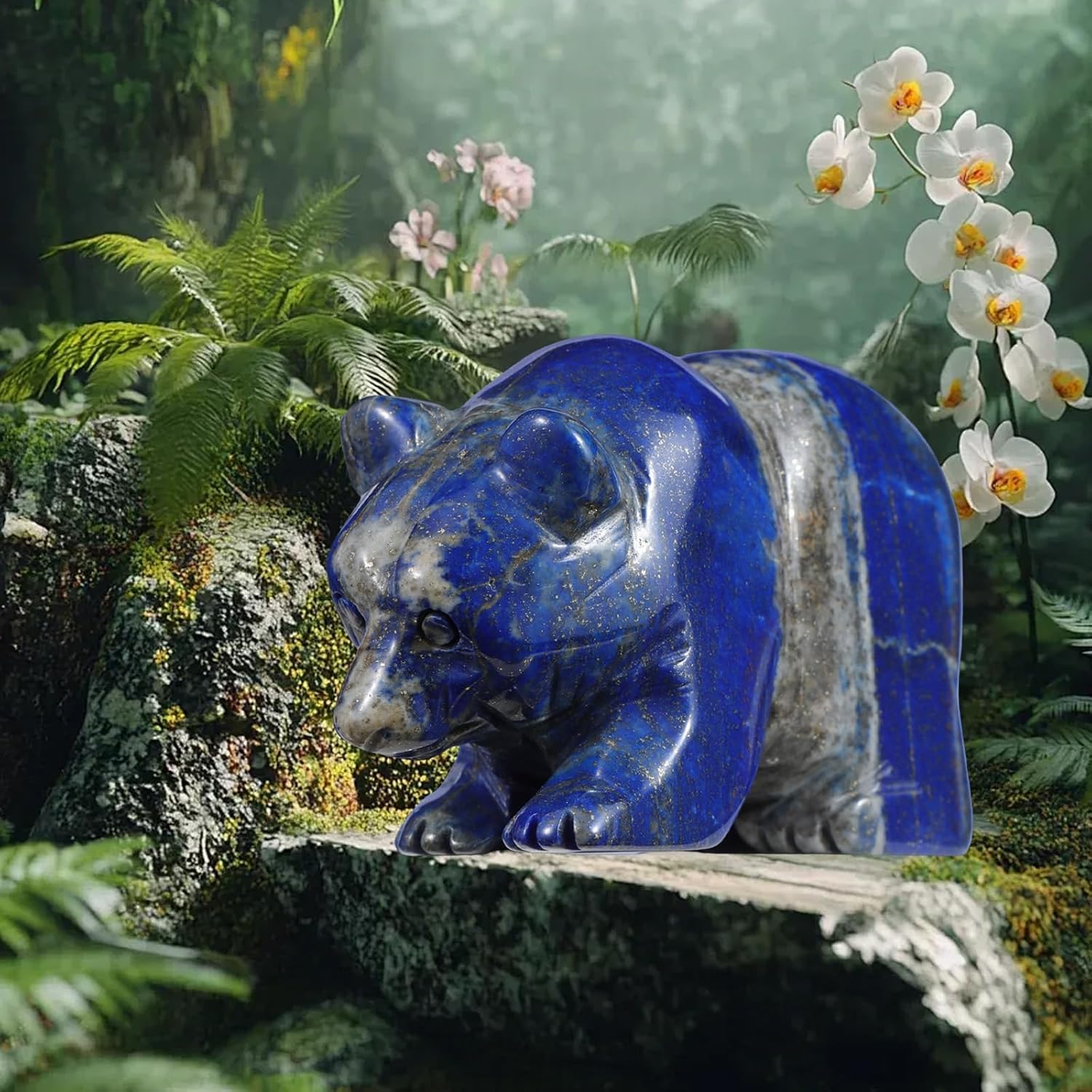 3 Inch Bear Figurine Hand Carved Lapis Lazuli Home Decor