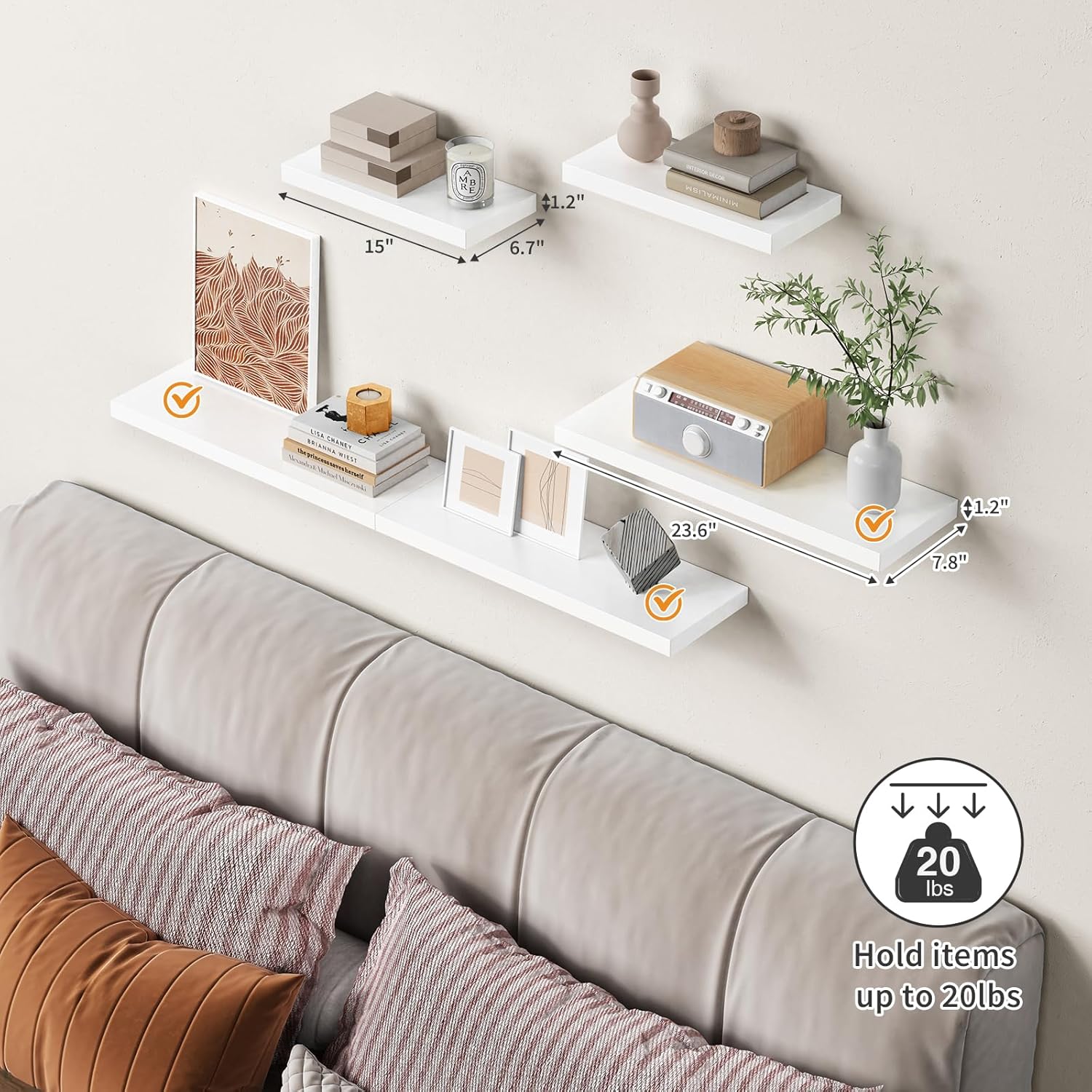 Forbena White Floating Shelves Set of 3