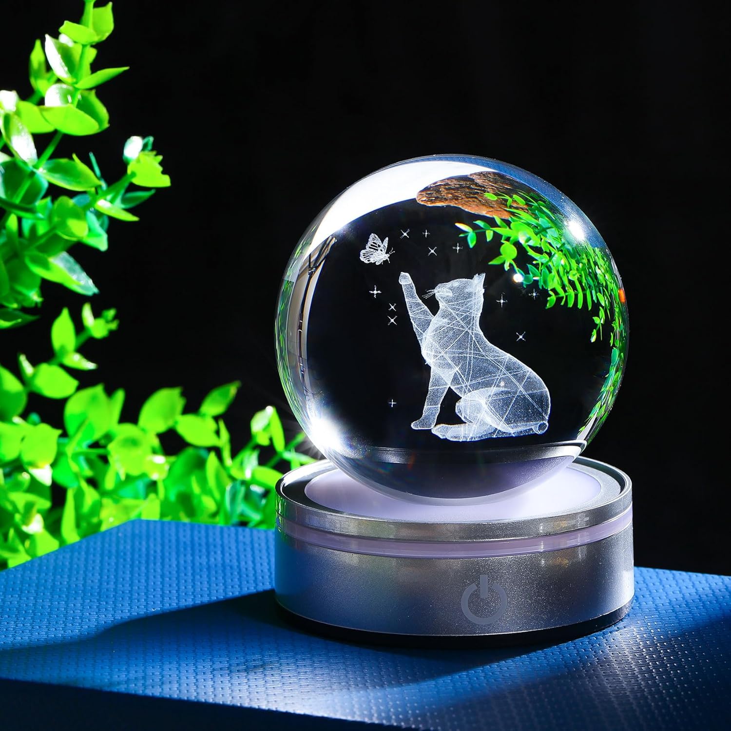 3D Crystal Cat Ball Home Decor Night Light Gift