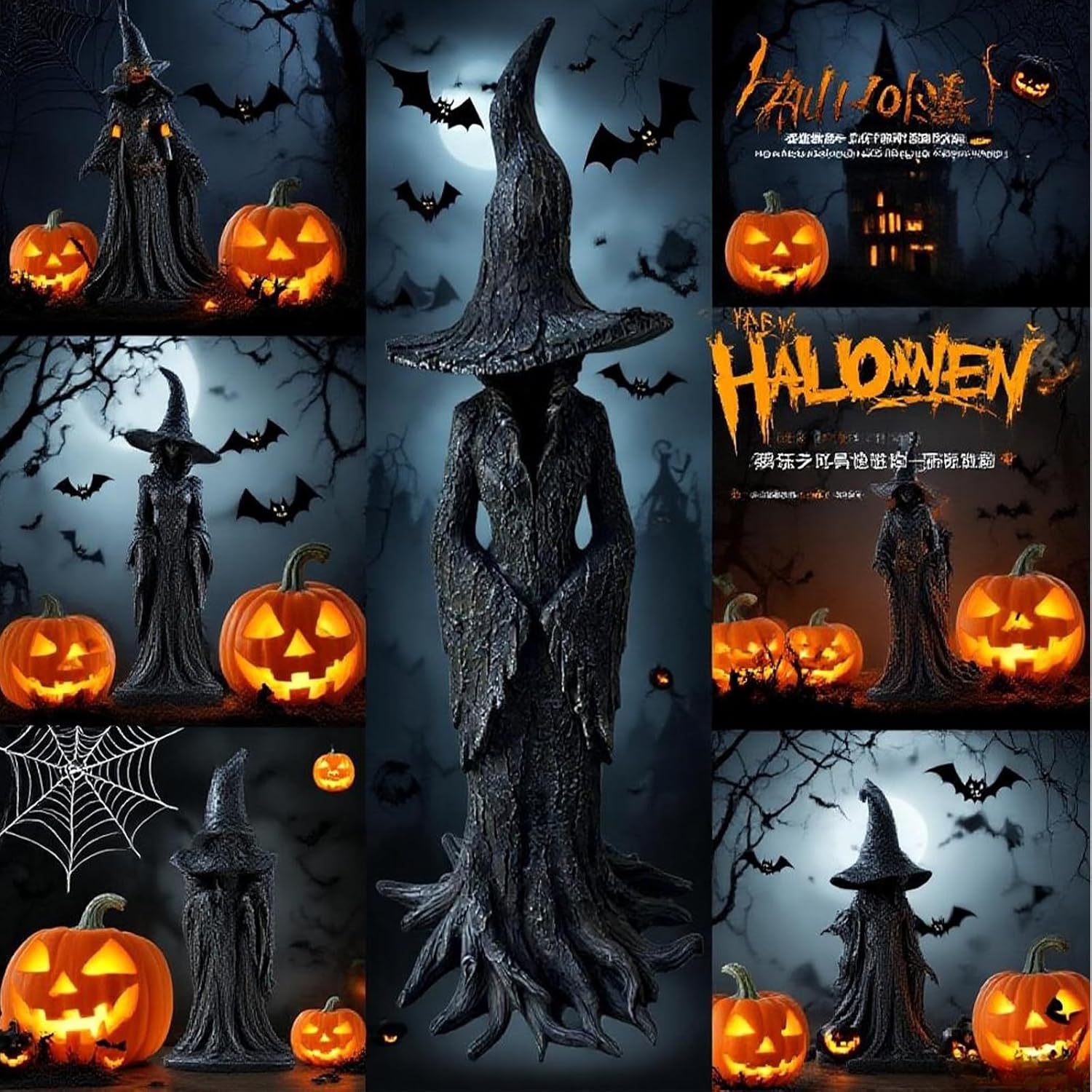 EGH Halloween Witch Statue - 197 Inch Gothic Resin Decor