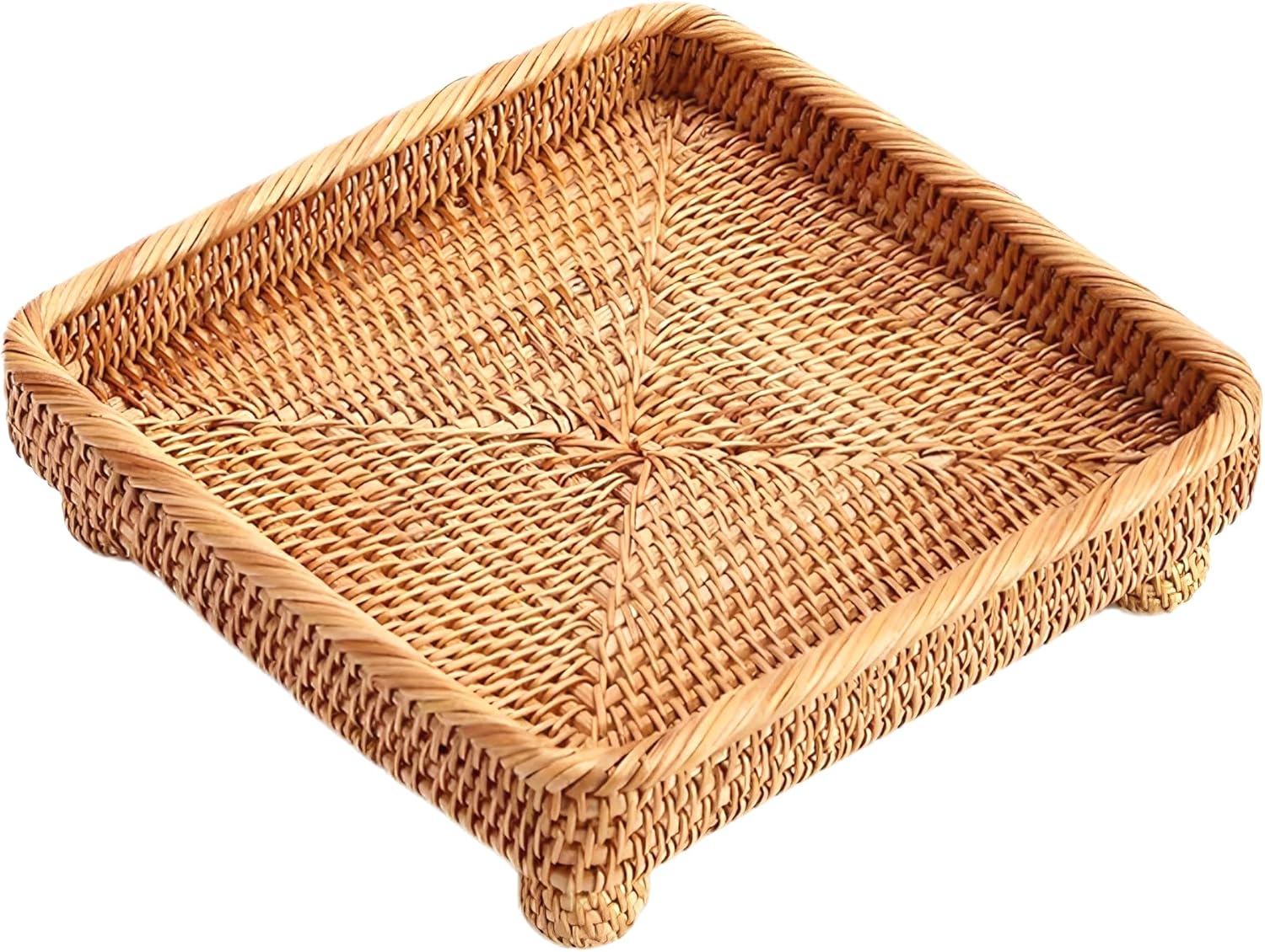 i-lan 9 Inch Square Rattan Riser Stand for Display