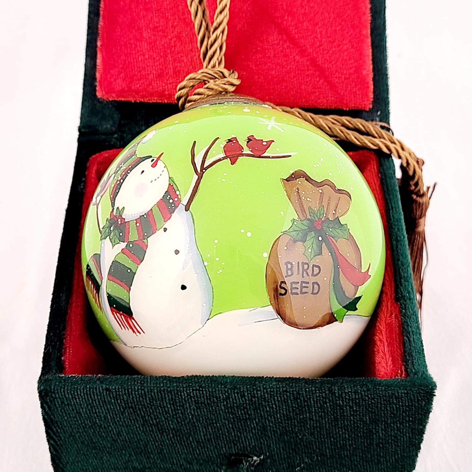 Snowman Feeding Birds LiBien Glass Collectible