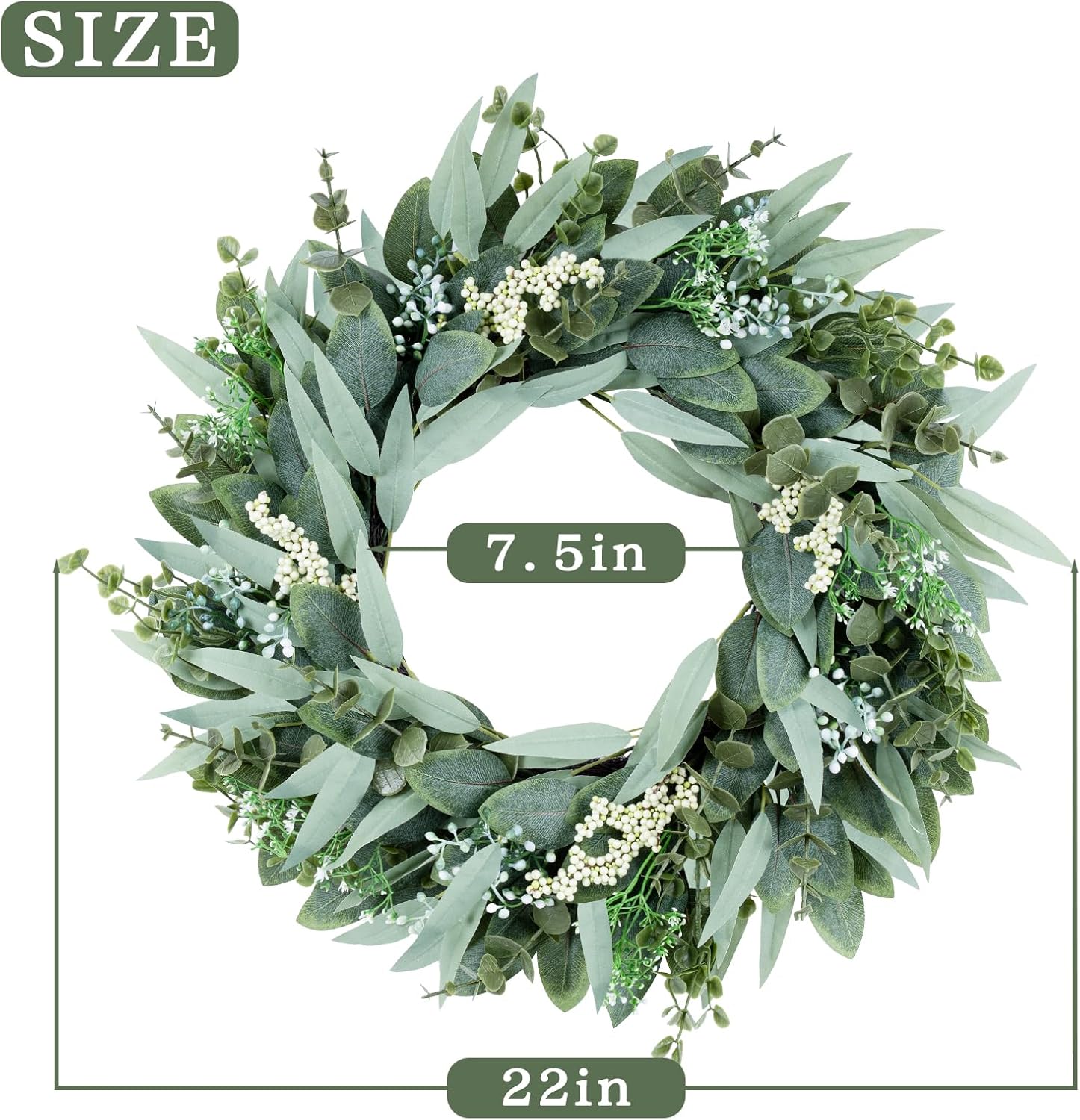 Eucalyptus Wreath 22 Inch Artificial Front Door Decor