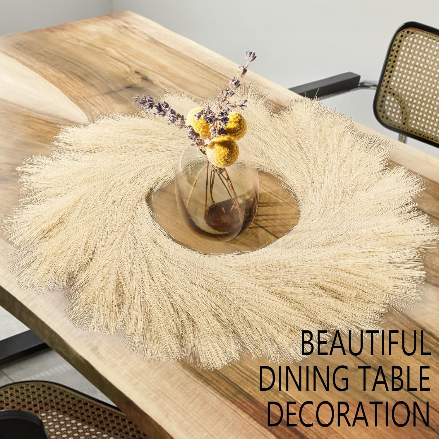 Hananona Artificial Pampas Grass Wreath 26 Beige 1pc