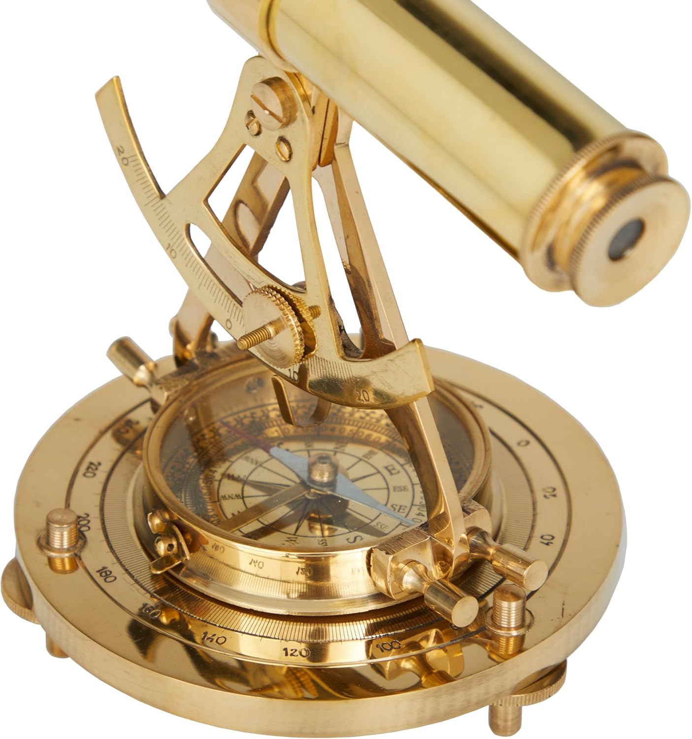 Deco 79 Metal Telescope with Compass Base