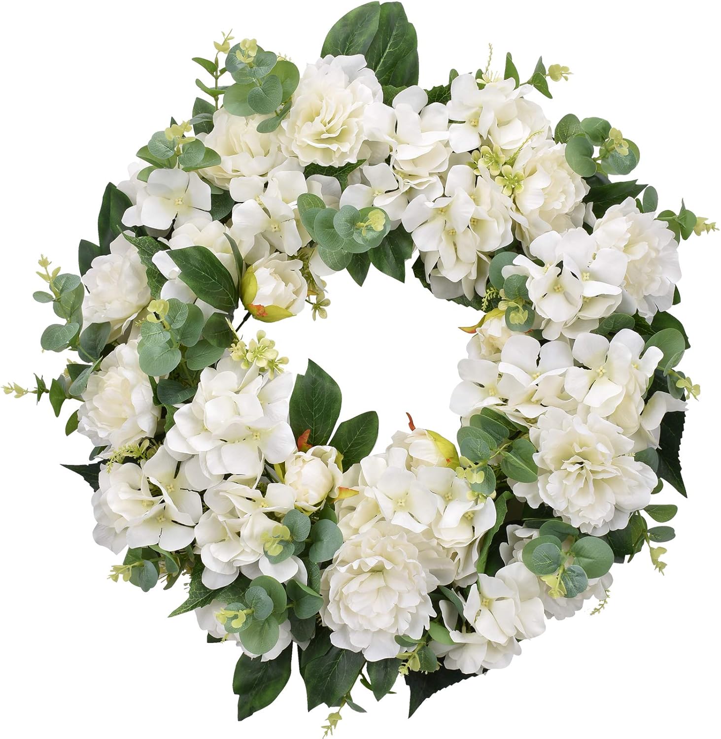 I-GURU Seasonal Door Wreath with Hydrangeas and Peonies