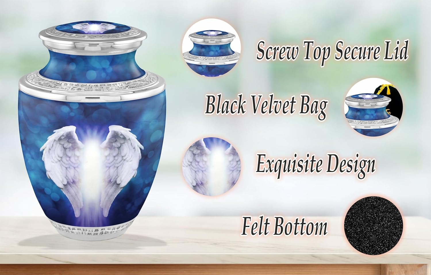 Angel Wings Cremation Urns for Adult Ashes - Handcrafted Elegance