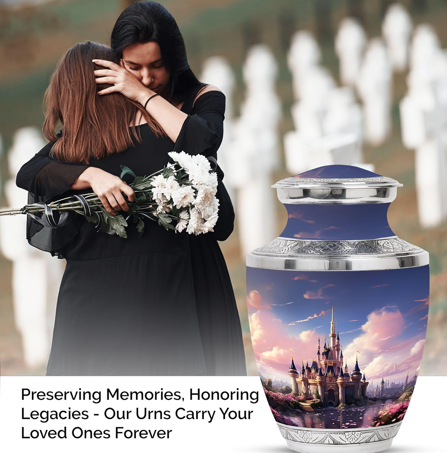 The Castle By The Blooming River - 10 Inch Adult Urn For Ashes