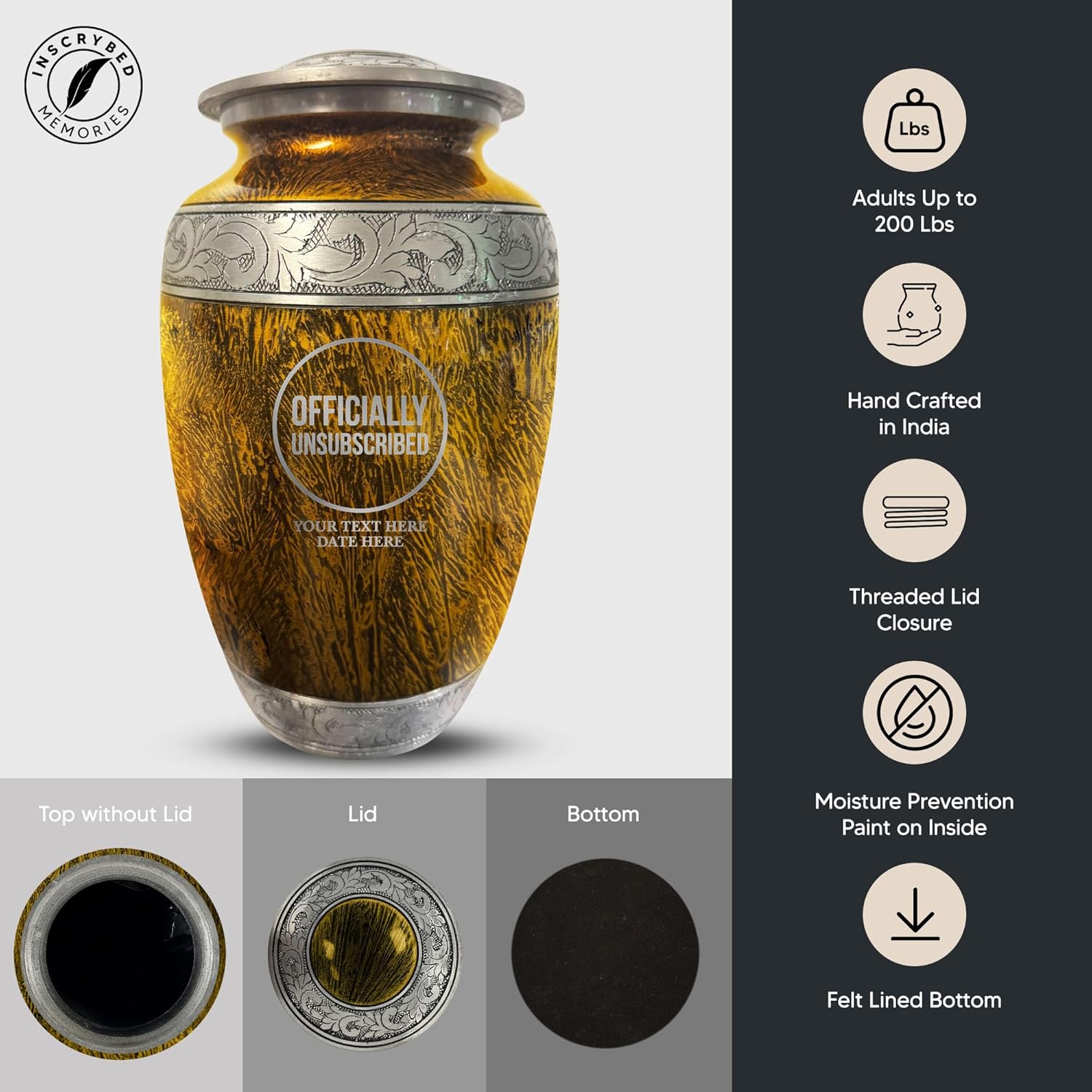 Personalized Cremation Urn with Name Tech Design